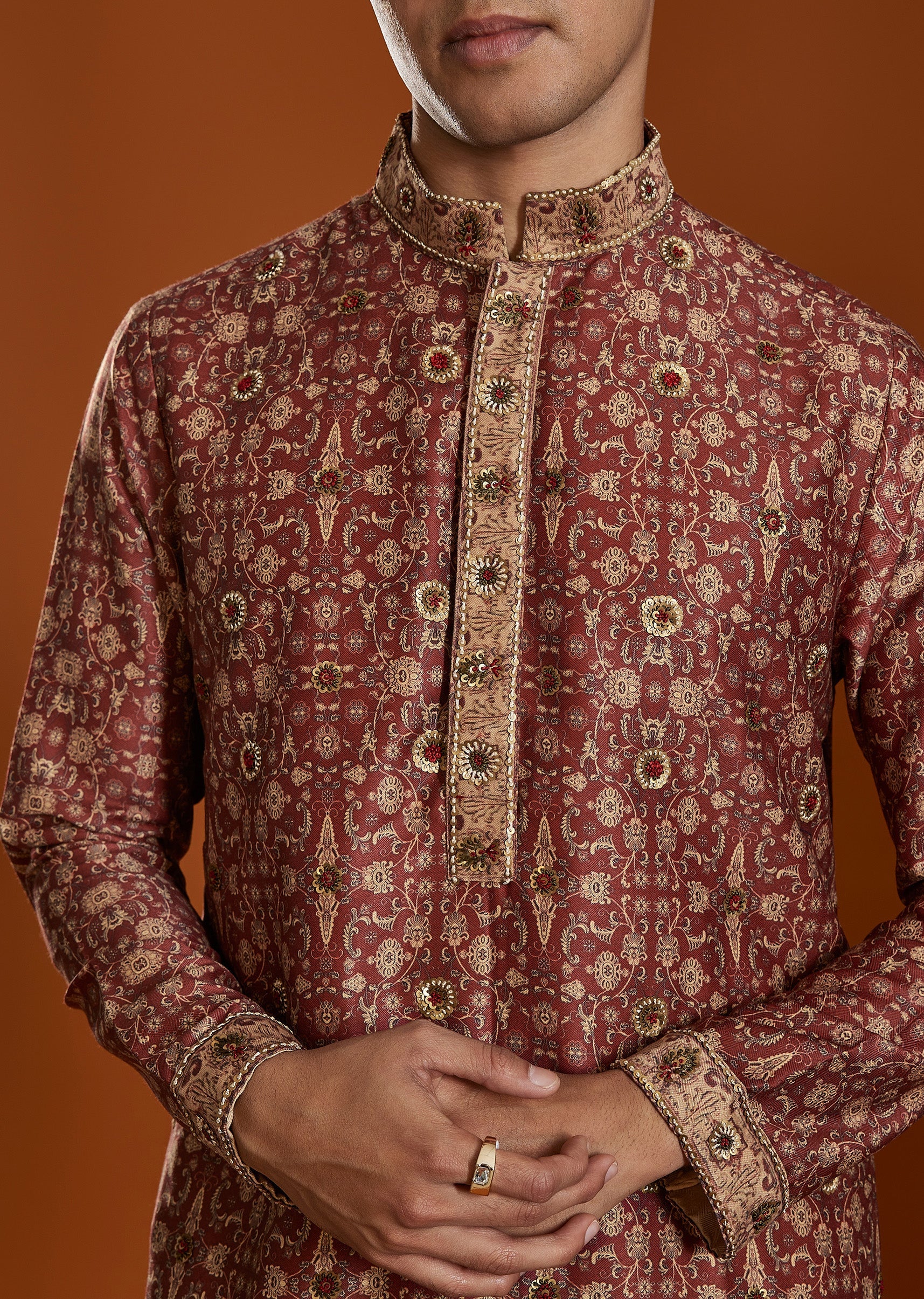Red Embroidered Kurta Set - Image 2