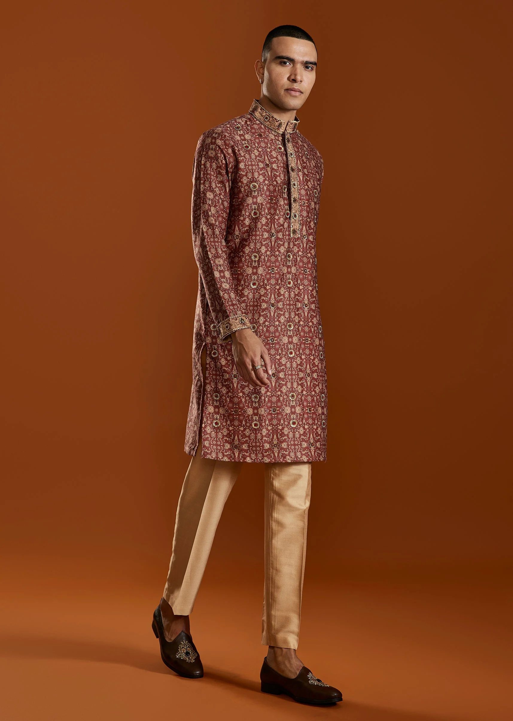 Red Embroidered Kurta Set - Image 3