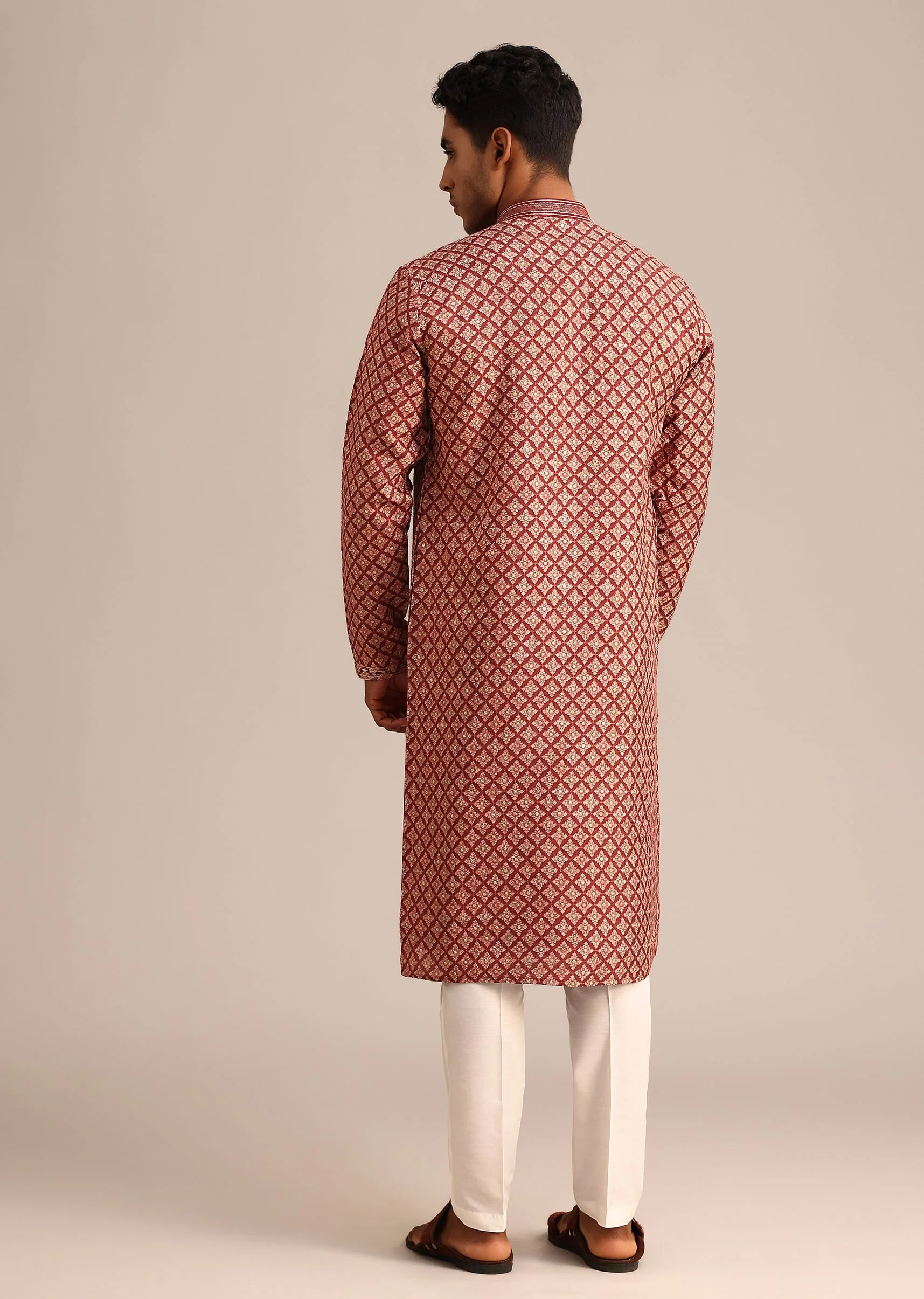 Red Georgette Kurta Set With Printed Detail - Image 5