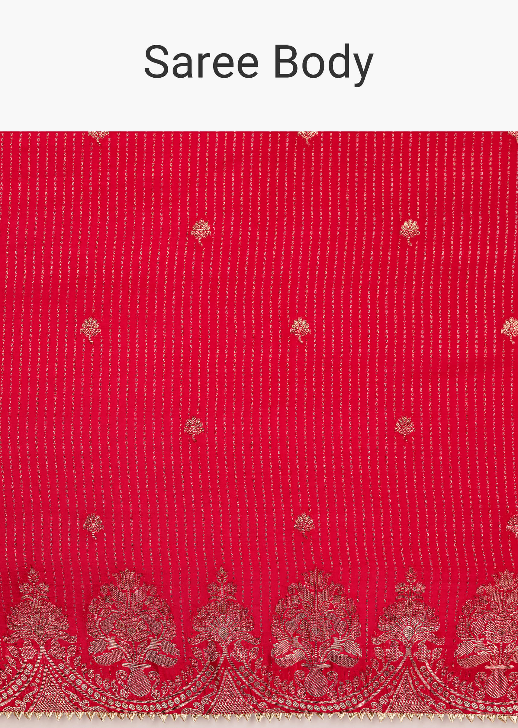 Red Georgette Lurex Saree With Brocade Butti And Gota Patti Border - Image 9
