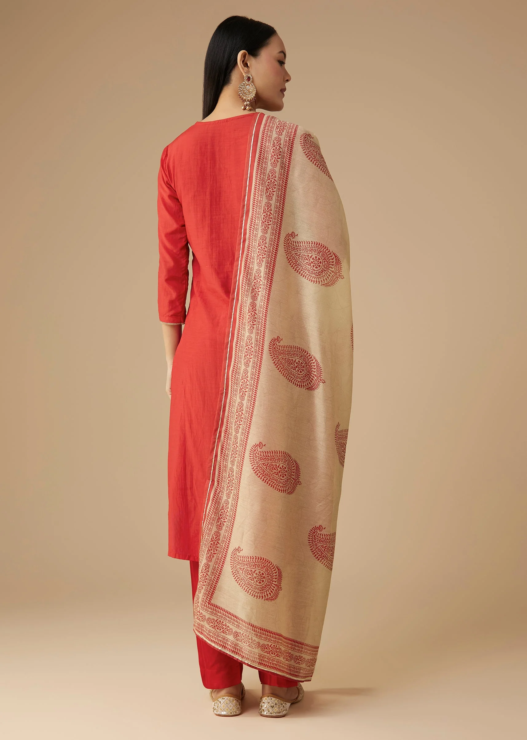 Red Gota Work Kurta Set - Image 5