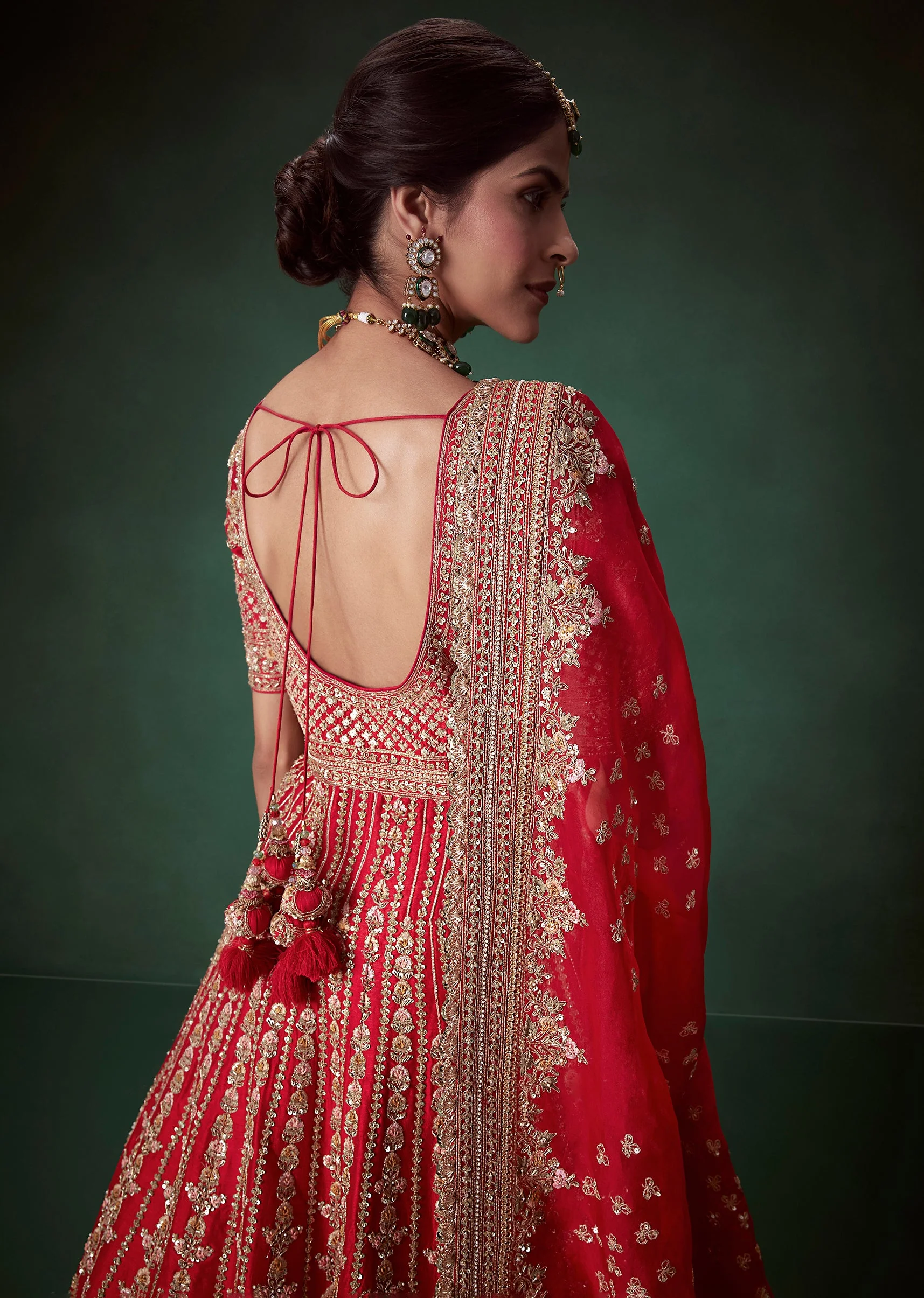 Red Gurudwara Bridal Suit Lehenga Set - Image 6