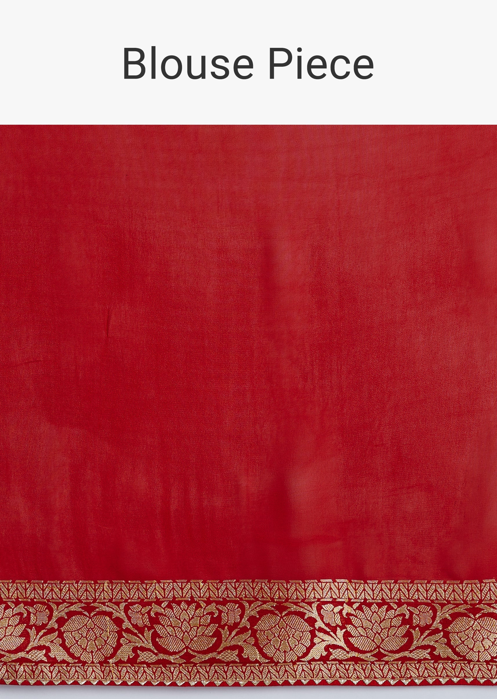 Red Khaddi Georgette Saree With Gotta Patti Border And Unstitched Blouse - Image 10