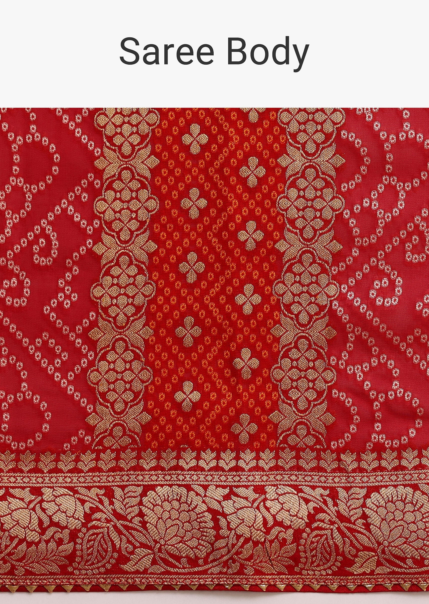 Red Khaddi Georgette Woven Saree With Gotta Patti Border - Image 9