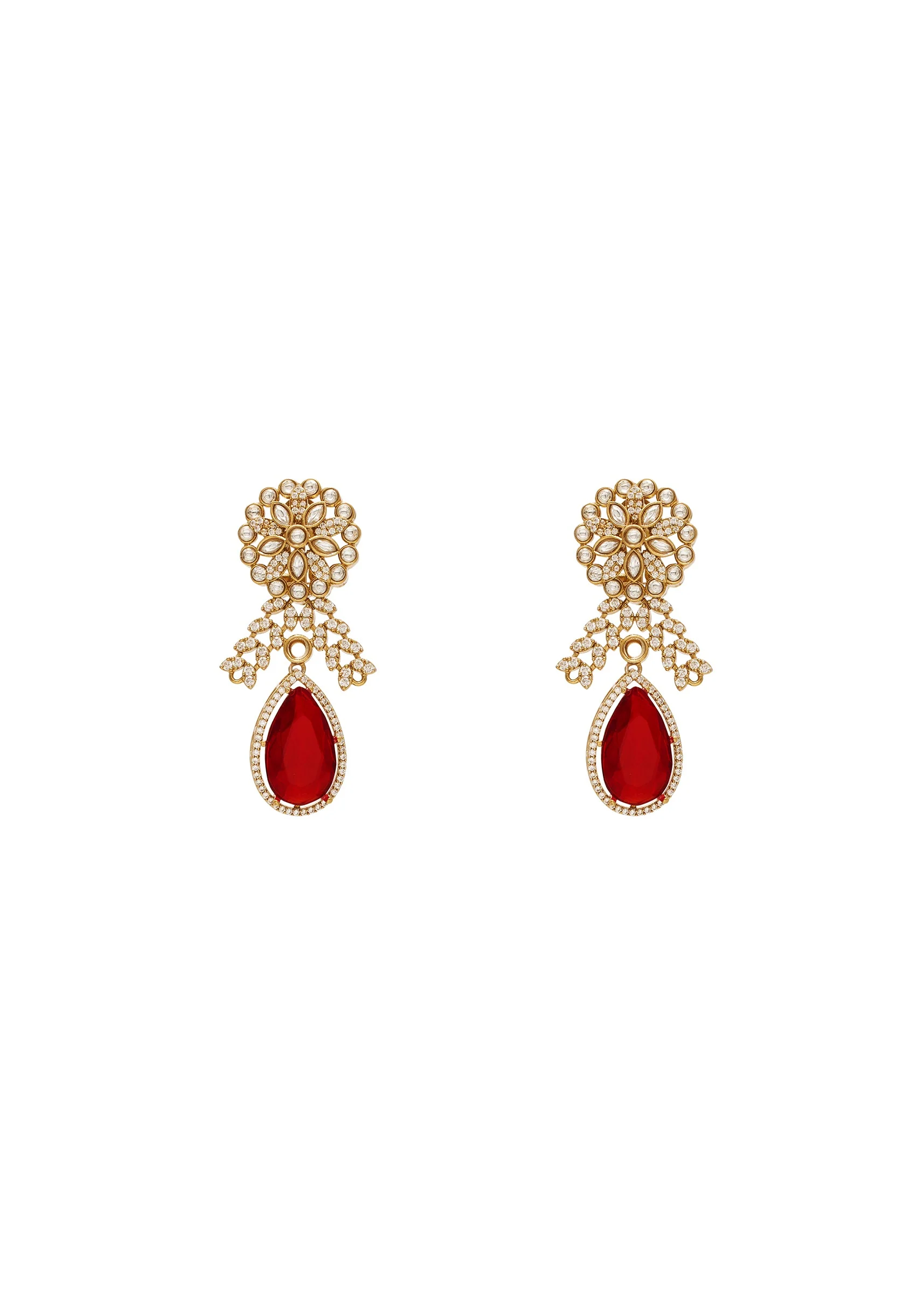 Red Layered Statement Necklace Set - Image 4