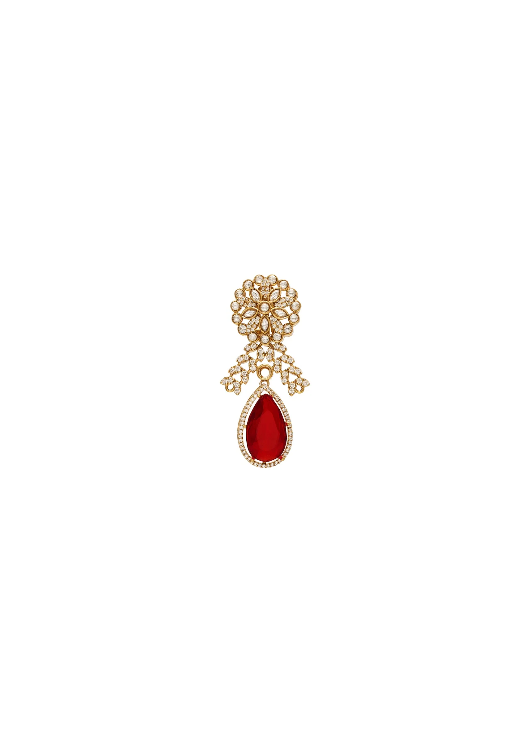 Red Layered Statement Necklace Set - Image 5