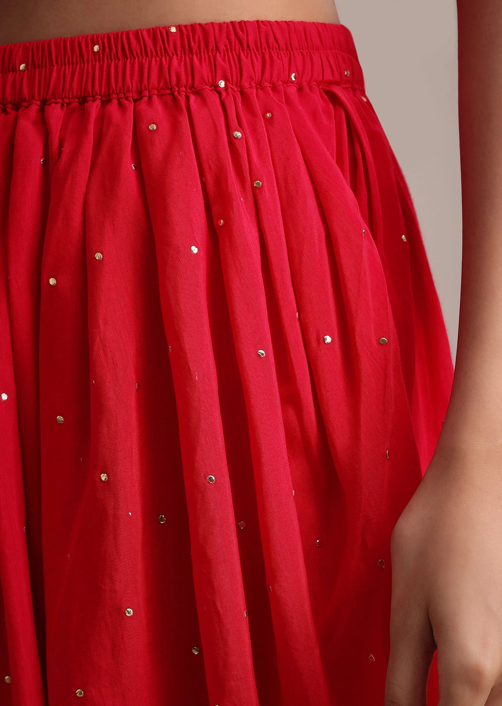 Red Leheriya Printed Kurta Dhoti Set - Image 6