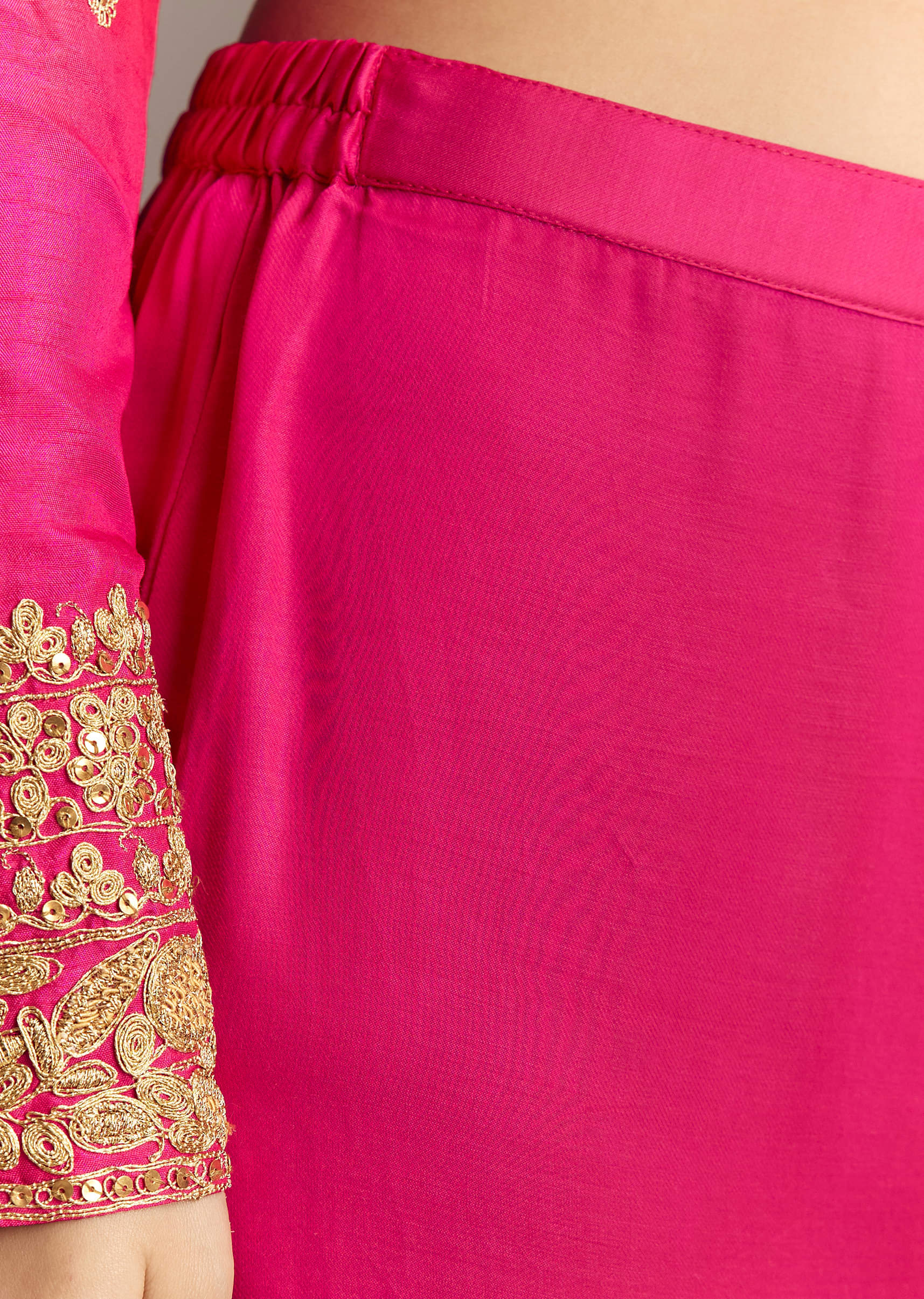 Red Ombre Silk Anarkali Suit With Zari Work - Image 6