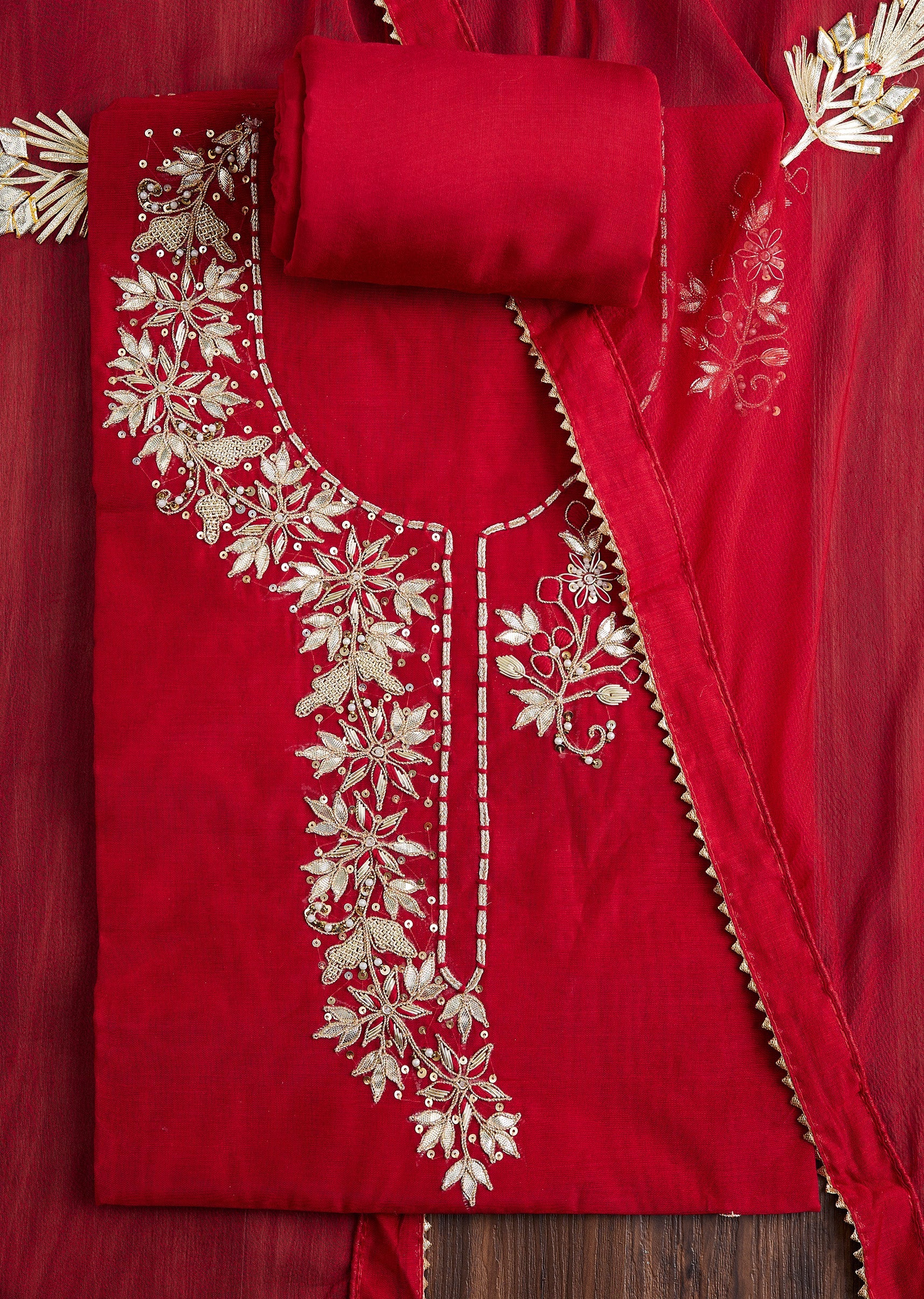 Red Organza Suit