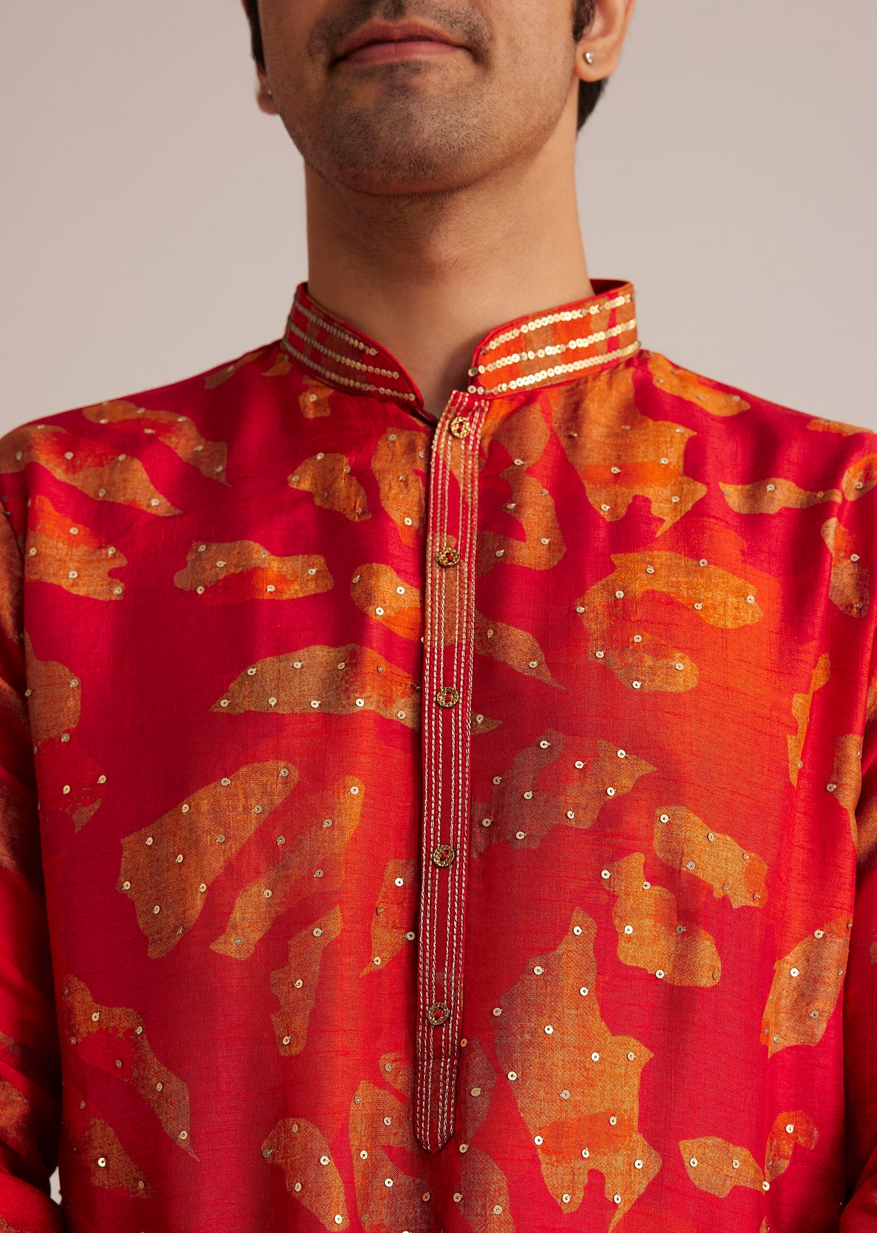 Red Printed Kurta Set - Image 2