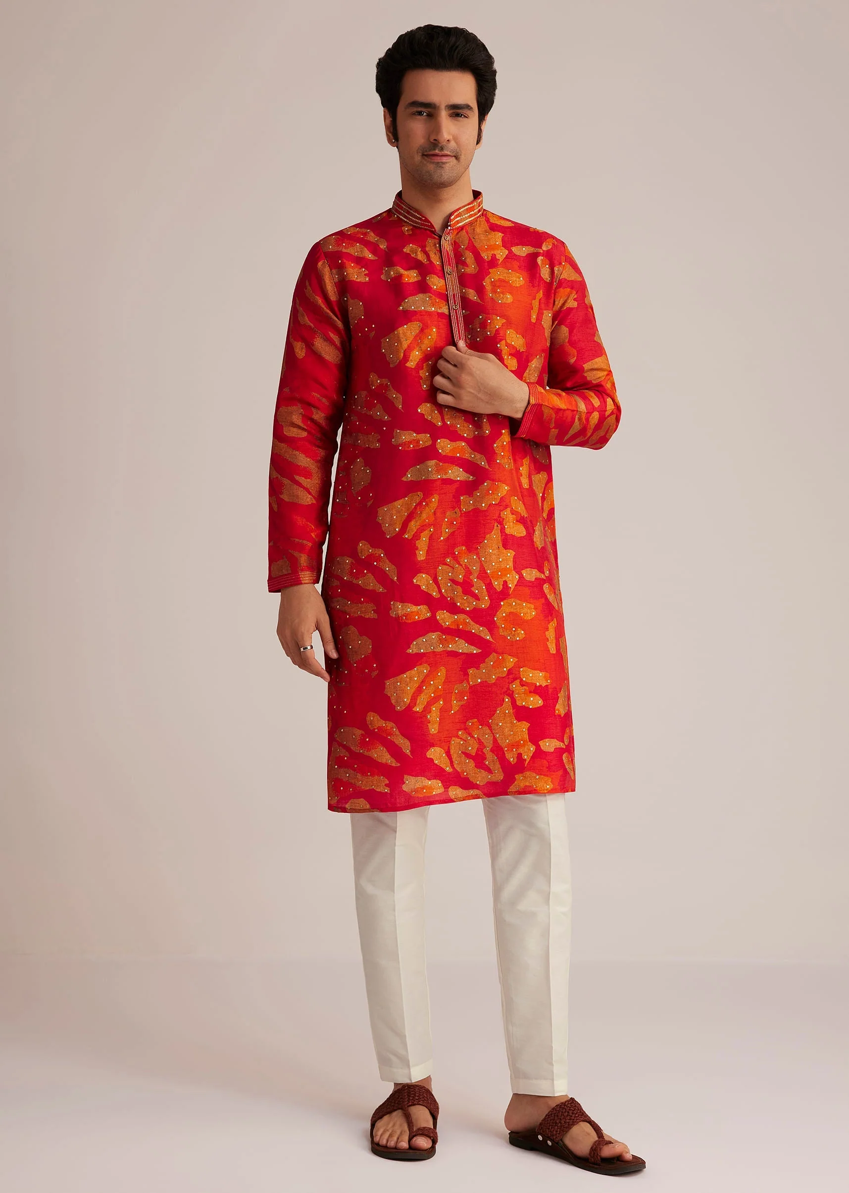 Red Printed Kurta Set - Image 3
