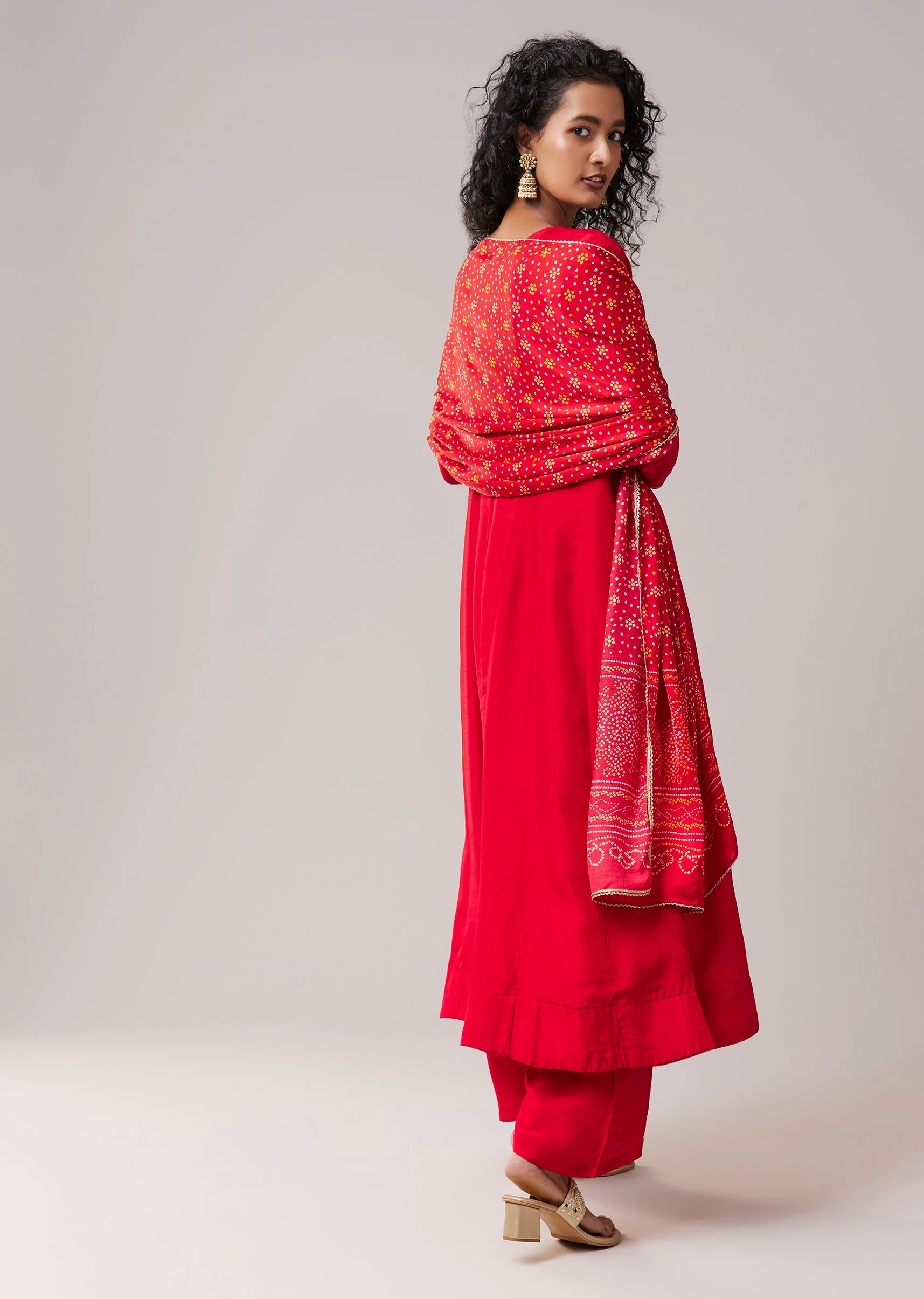 Red Resham Work Silk Anarkali Set - Image 5