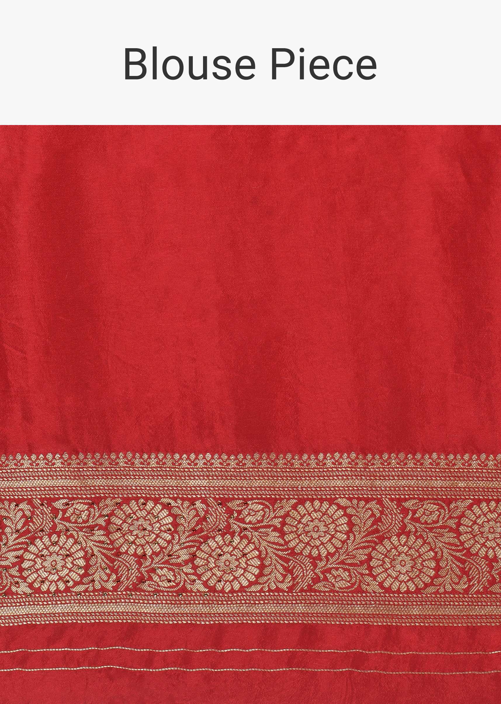 Red Saree in Dola Silk With Floral Weave And Unstitched Blouse Piece - Image 10
