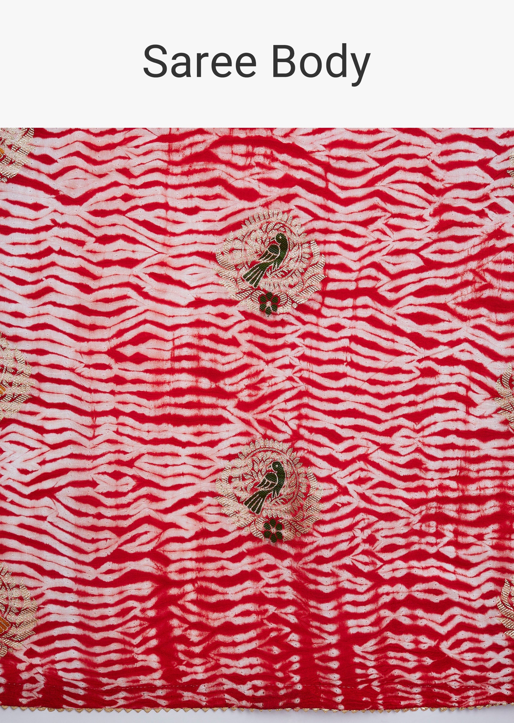 Red Shibori Printed Saree - Image 9
