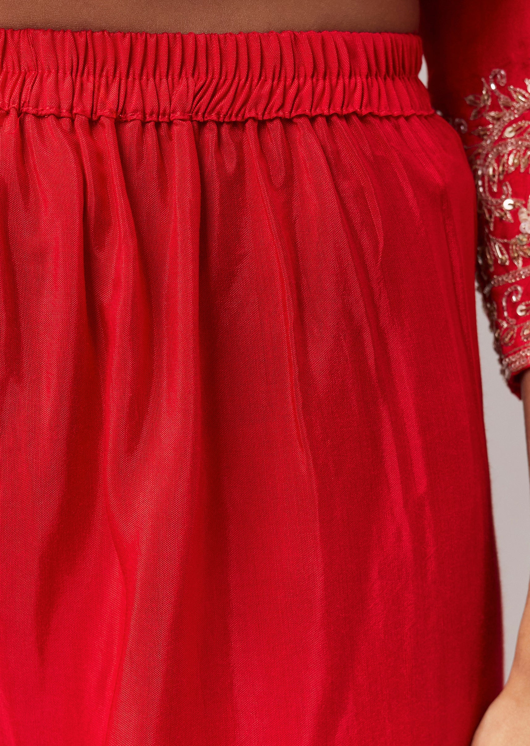 Red Silk Cutdana Work Anarkali Set - Image 6