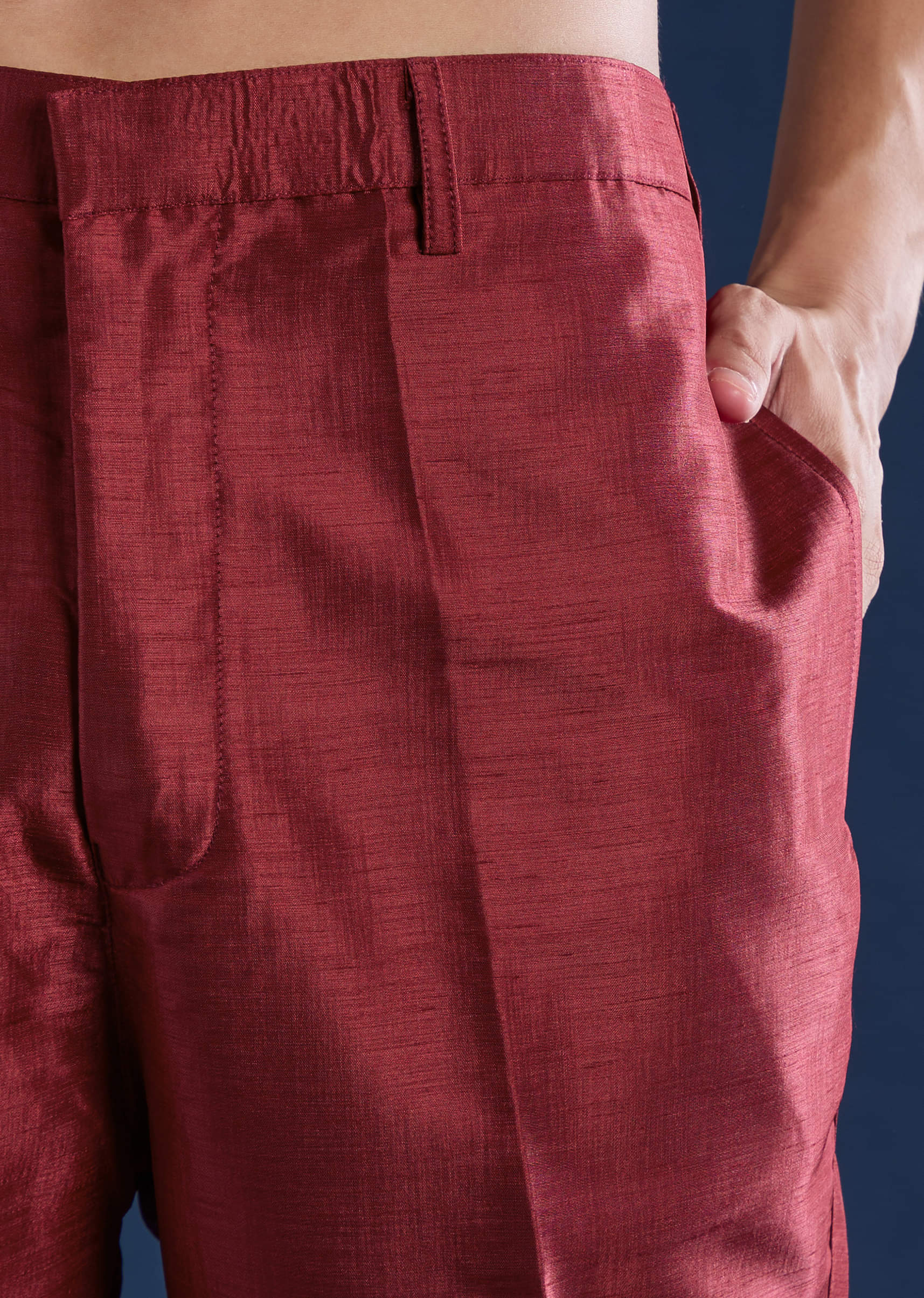 Red Silk Mirror Work Kurta and Jacket Set - Image 7