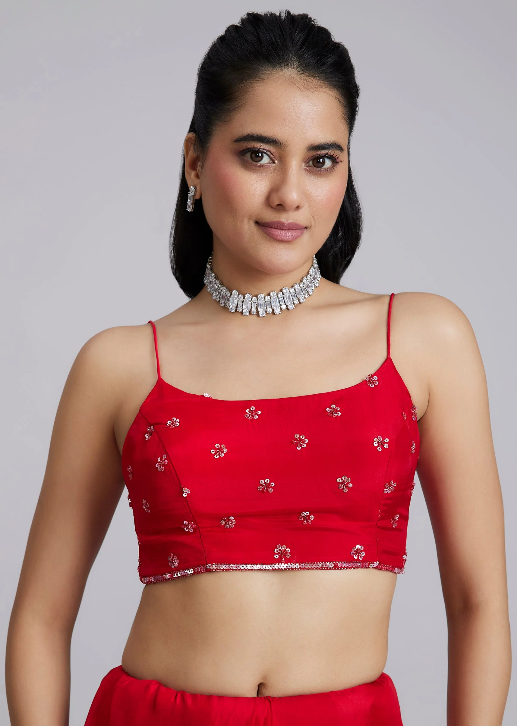 Red Tissue Saree With Heavy Border - Image 7