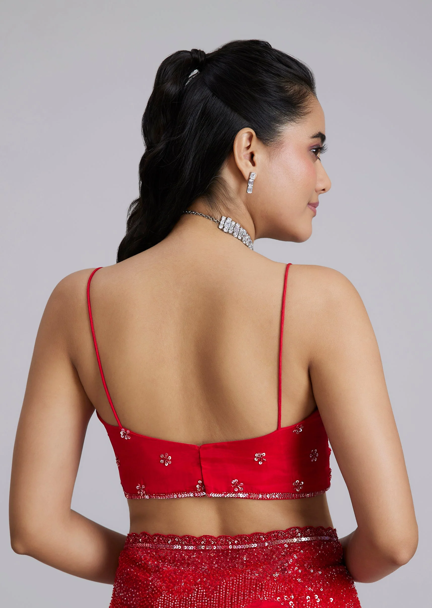 Red Tissue Saree With Heavy Border - Image 8