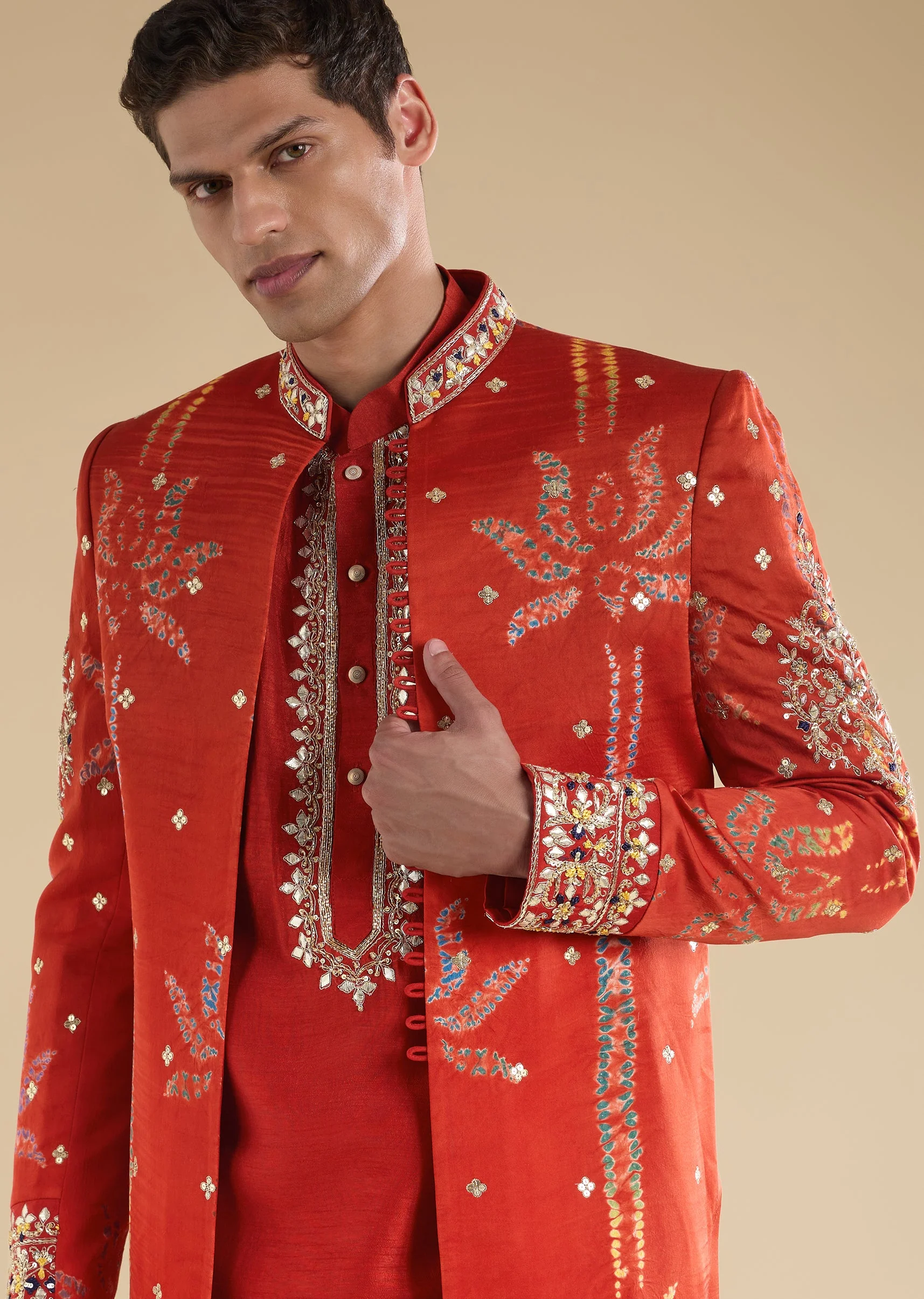 Red Zardosi Indo Western Set - Image 2