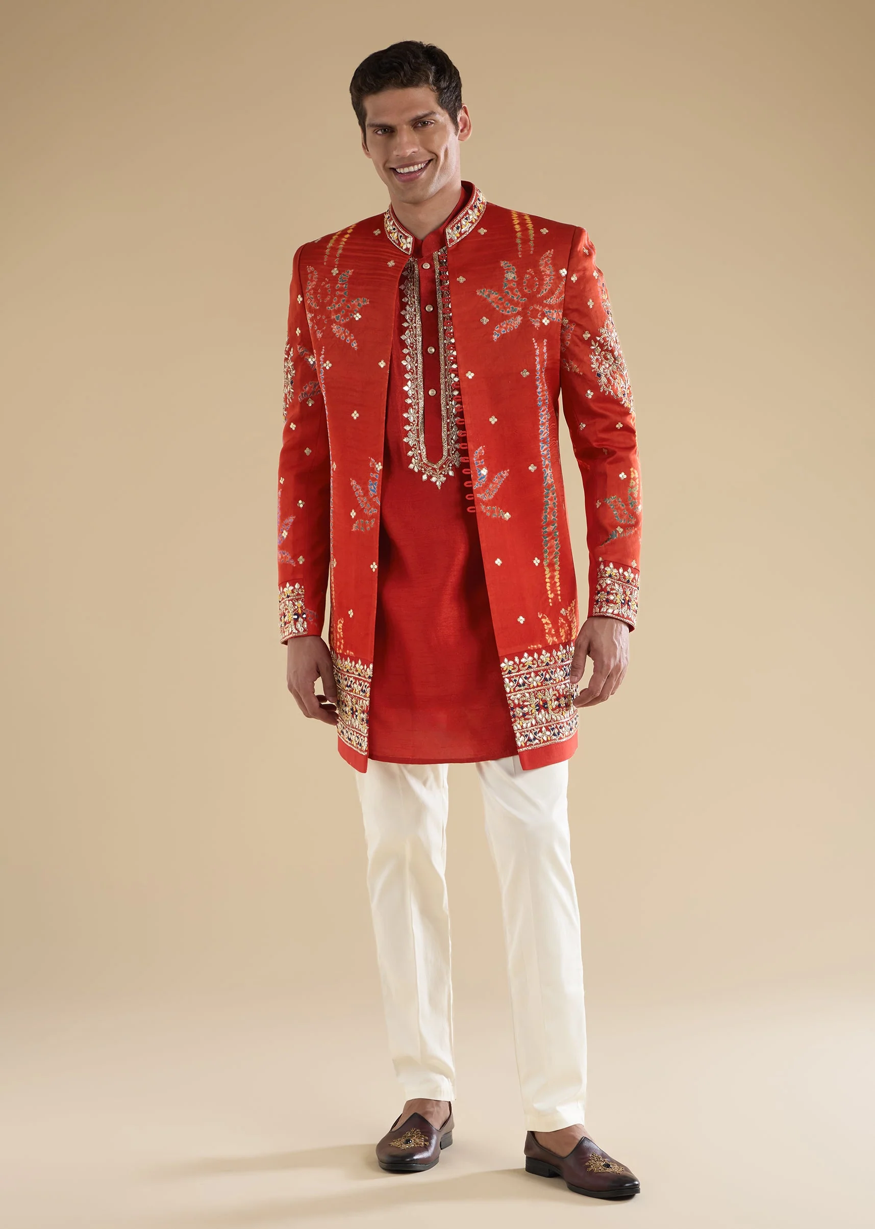 Red Zardosi Indo Western Set - Image 3