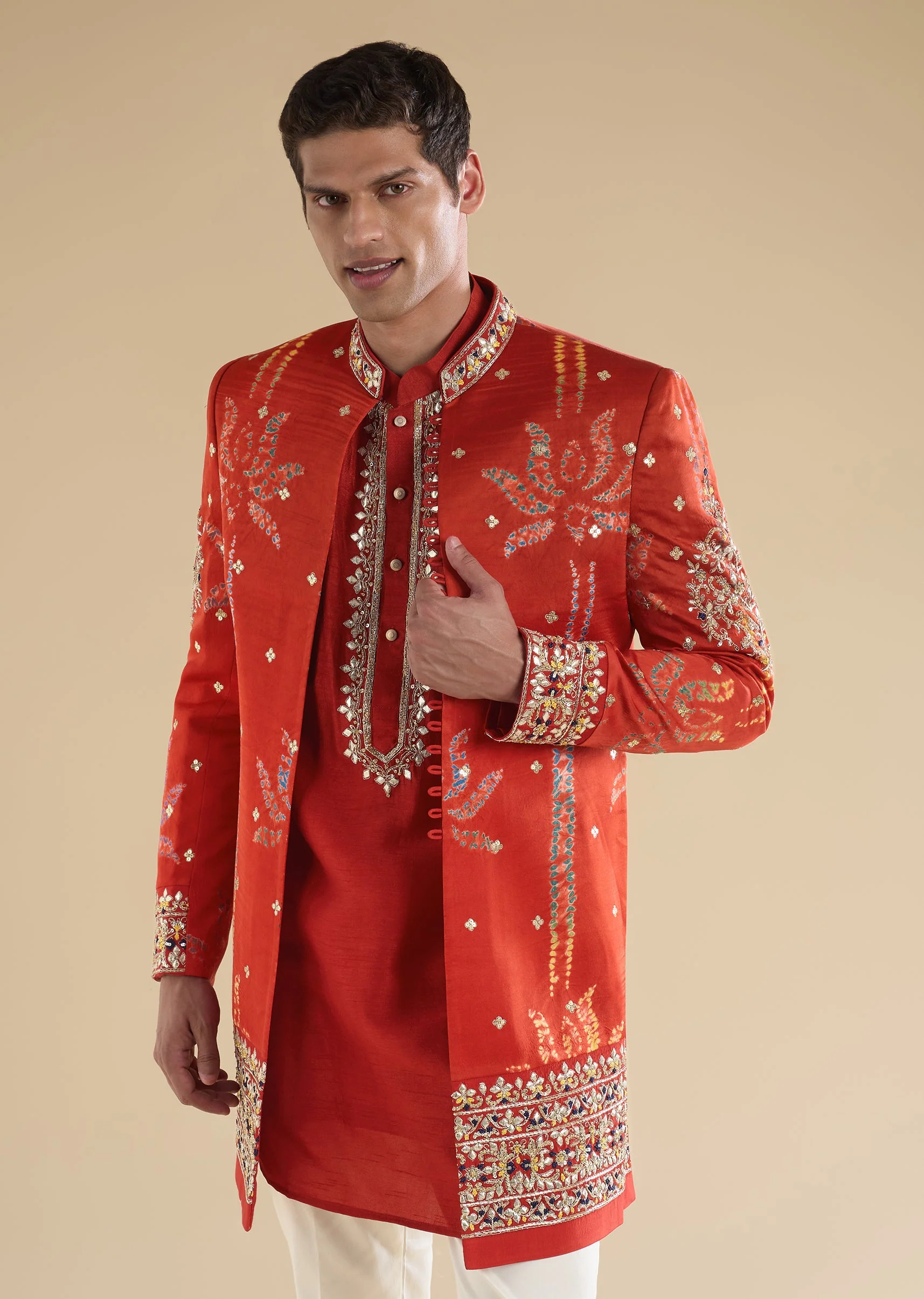 Red Zardosi Indo Western Set - Image 4