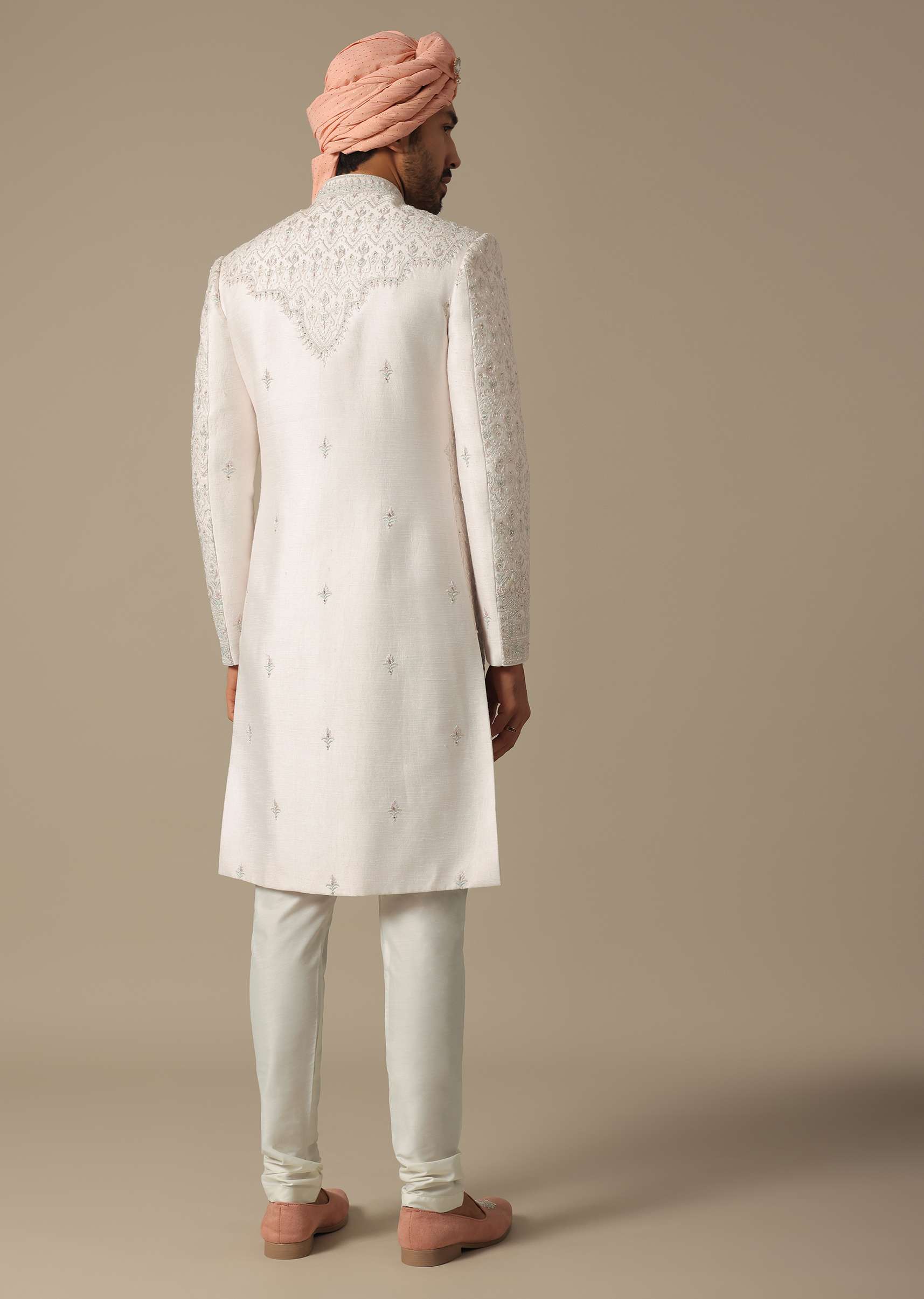 Regal Pink Groom's Sherwani Set - Image 5