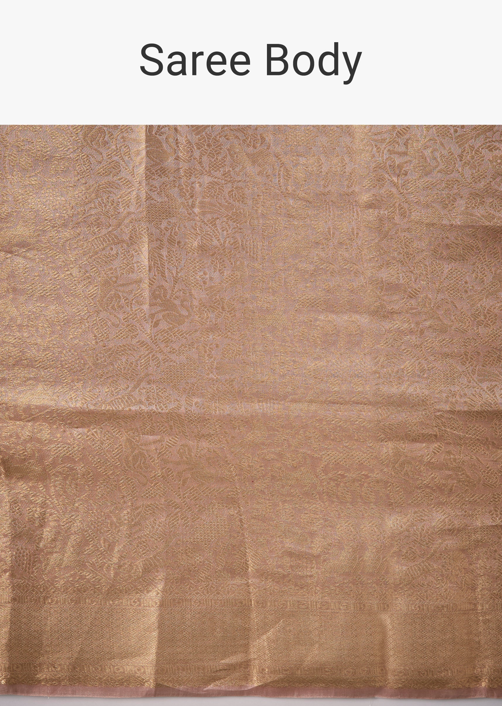 Rose Gold Banarasi Silk Weave Saree with Unstitched Blouse - Image 9