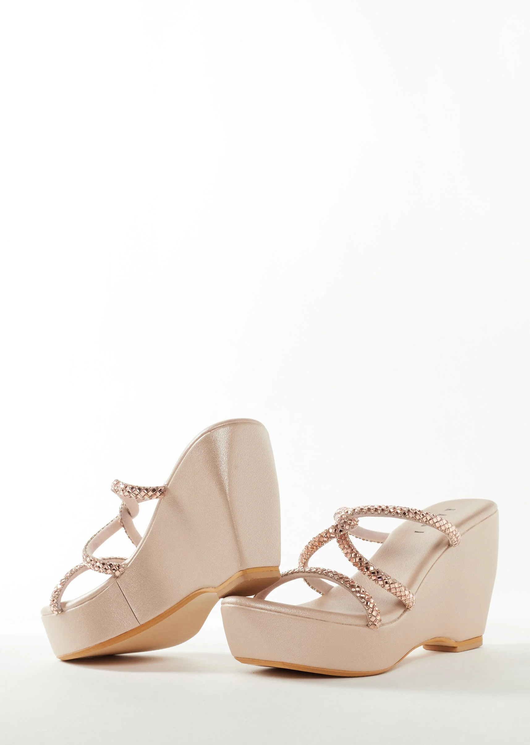 Rose Gold Womens Footwear With Embellished Detail Work - Image 3