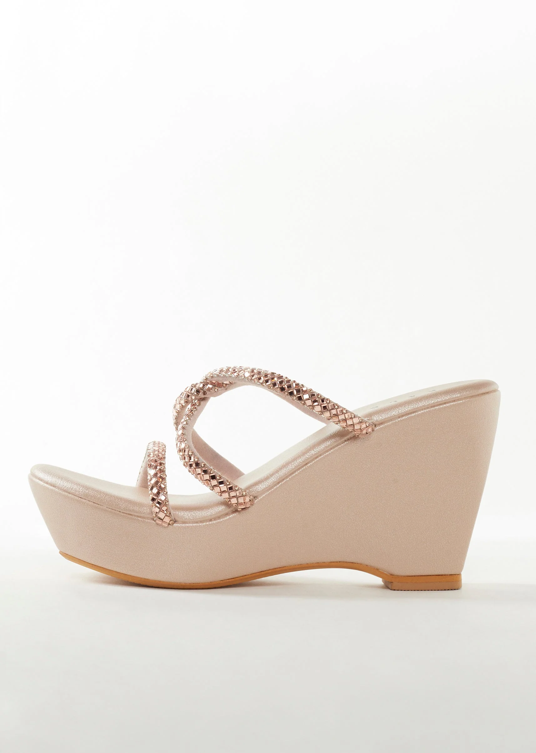 Rose Gold Womens Footwear With Embellished Detail Work - Image 4