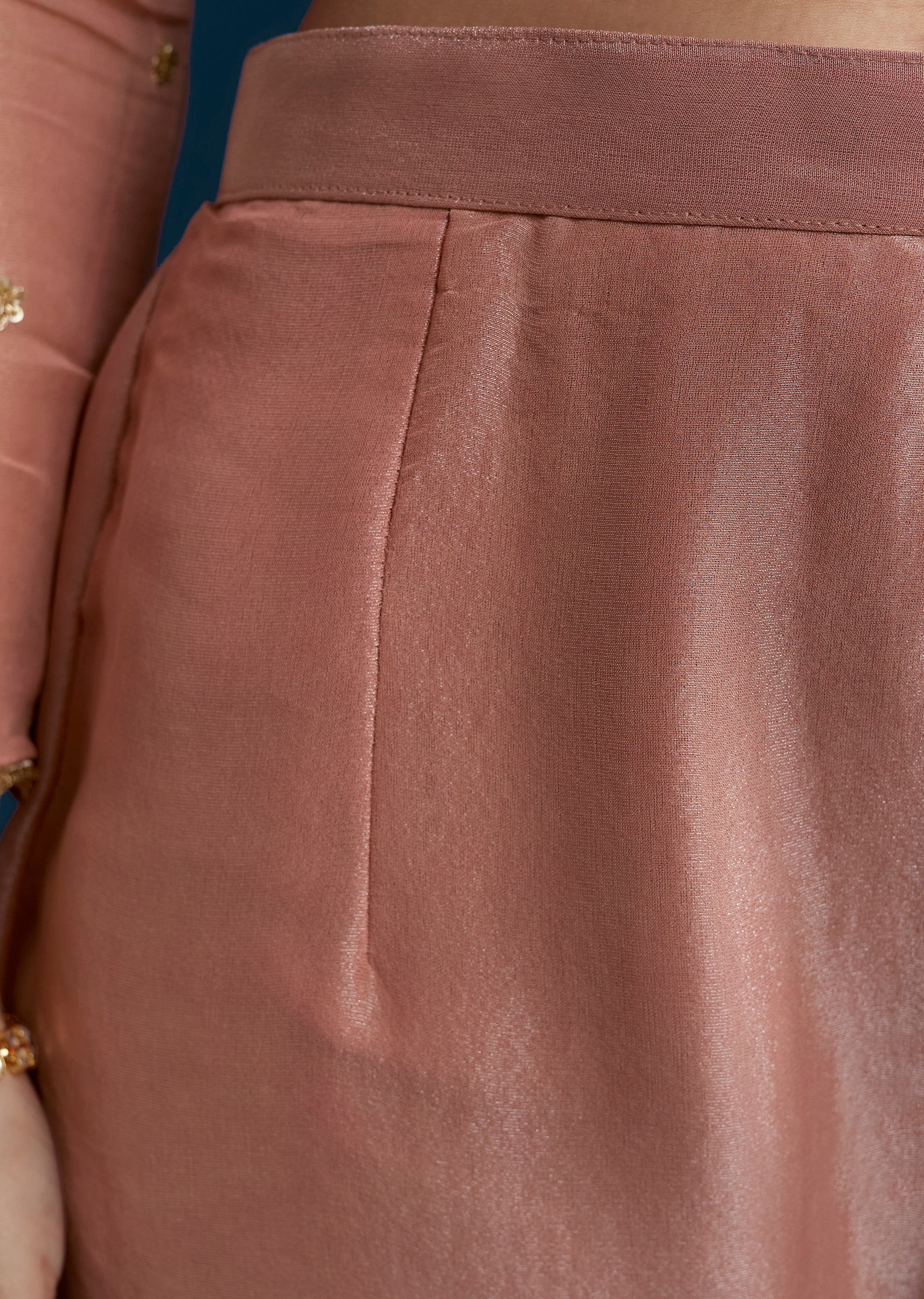 Rose Pink Grand Pairing – Tissue Anarkali With Zardozi Work For Her And Onion Pink Resham Embroidered Linen Kurta For Him - Image 6