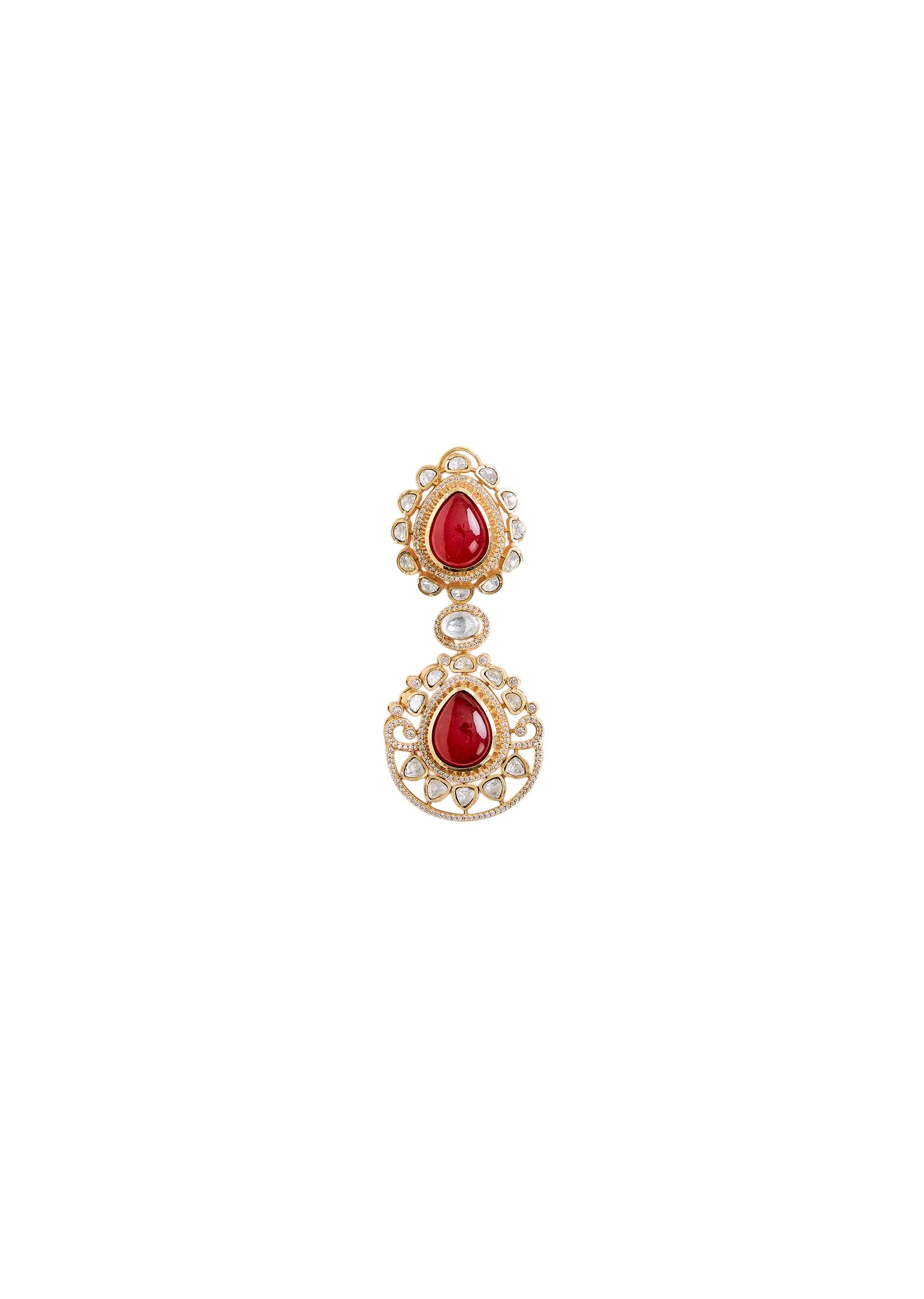 Ruby Red Statement Drop Earrings - Image 3
