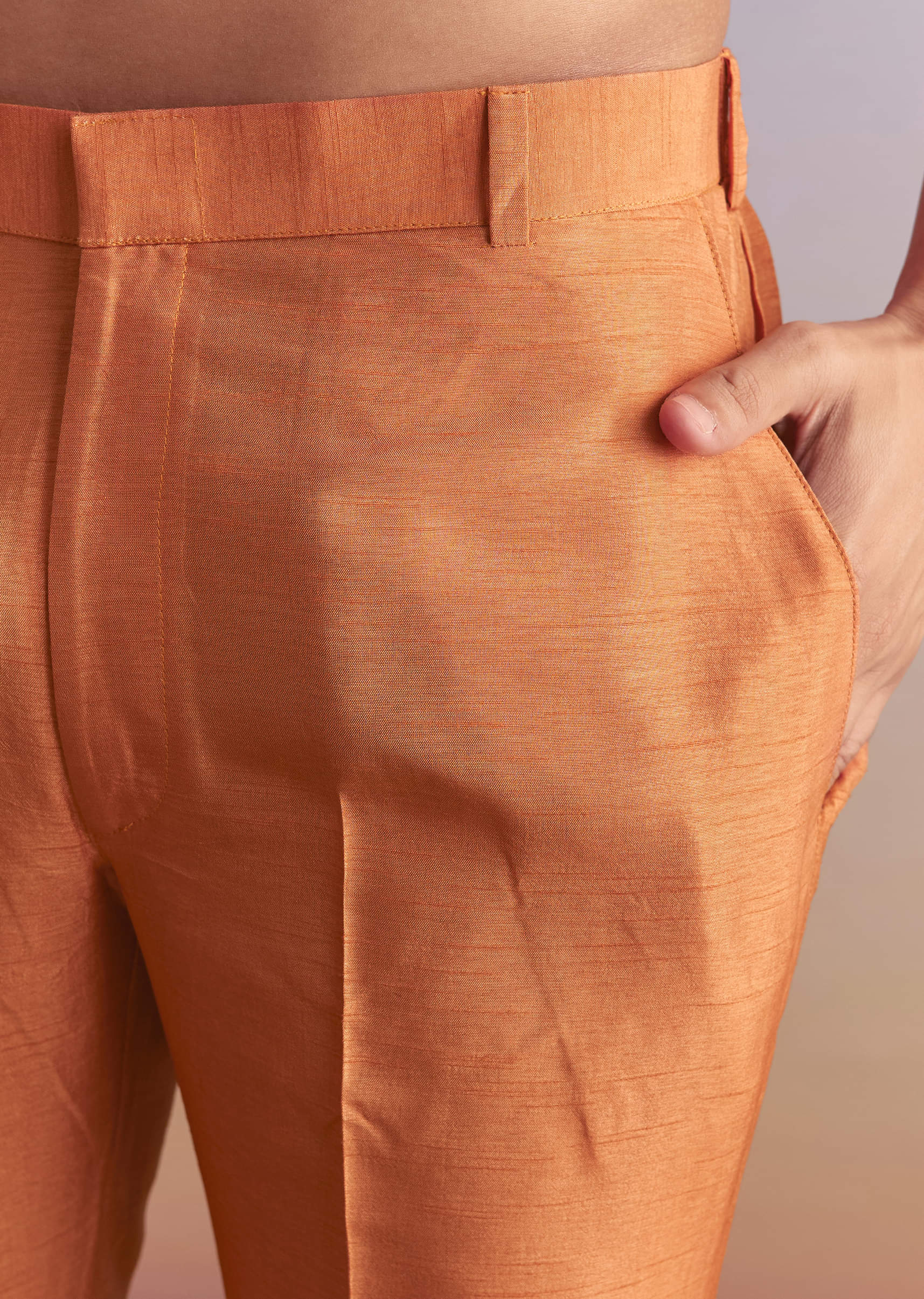Rust Banarasi Silk Kurta Jacket Set For Men With Embroidery - Image 7