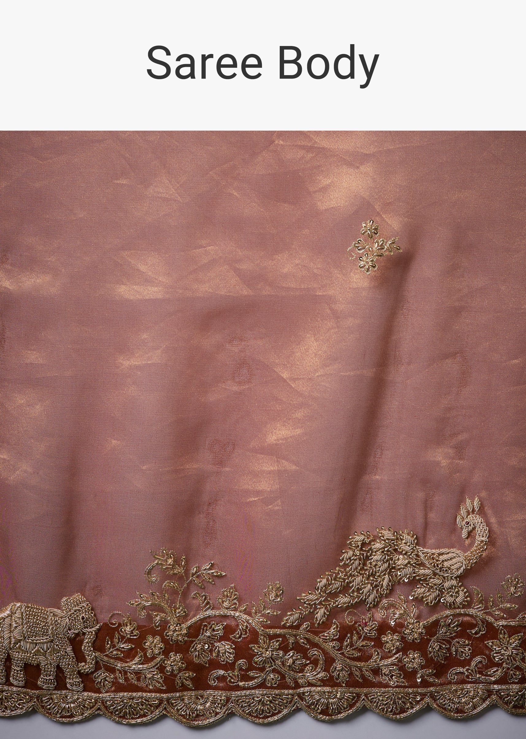 Rust Bridal Silk Organza Saree with Unstitched Blouse - Image 9