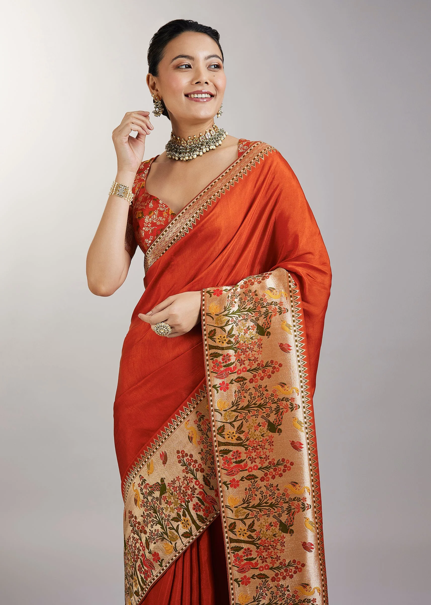 Rust Dola Silk Paithani Saree - Image 5