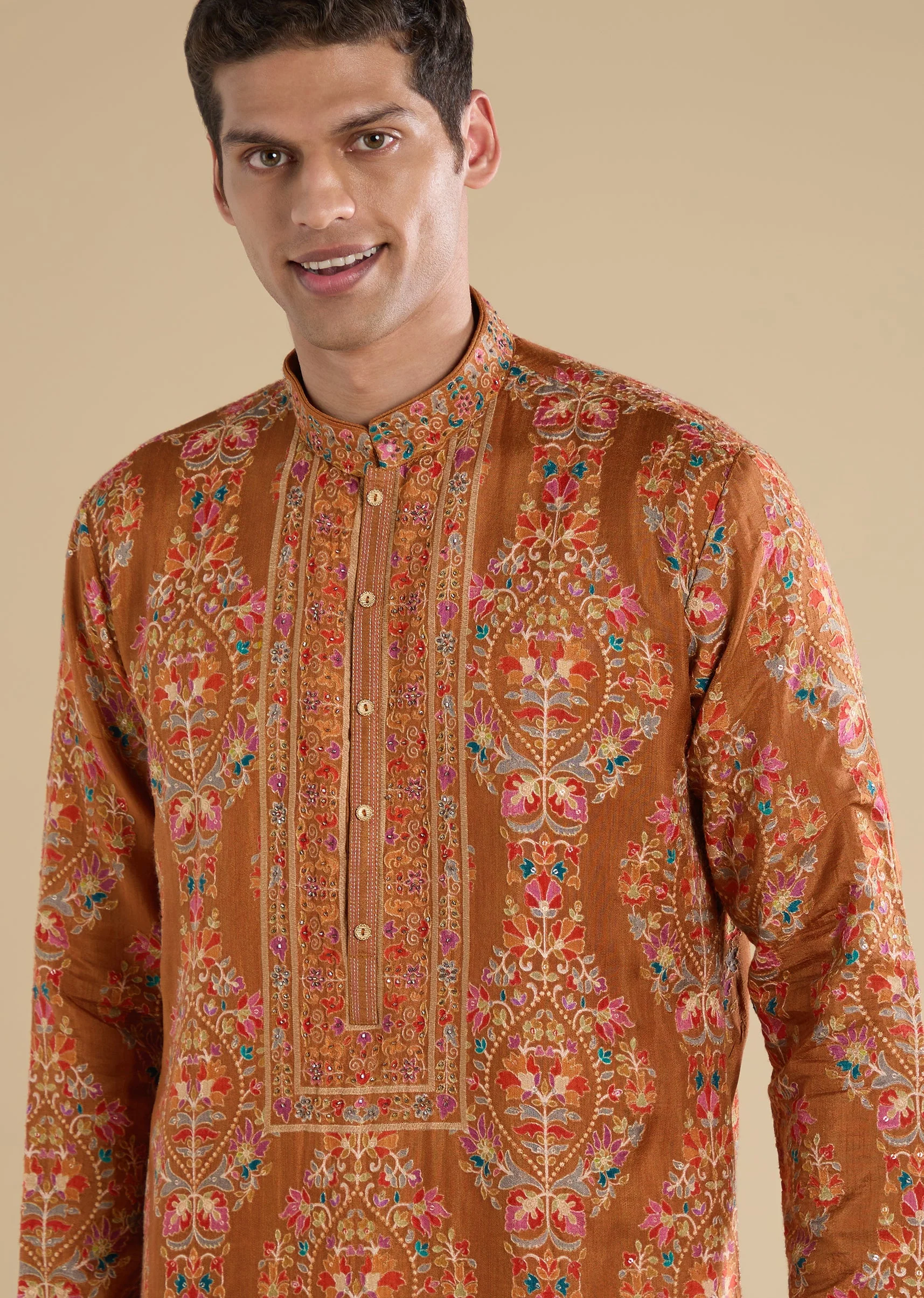 Rust Embellished Kurta Set - Image 2