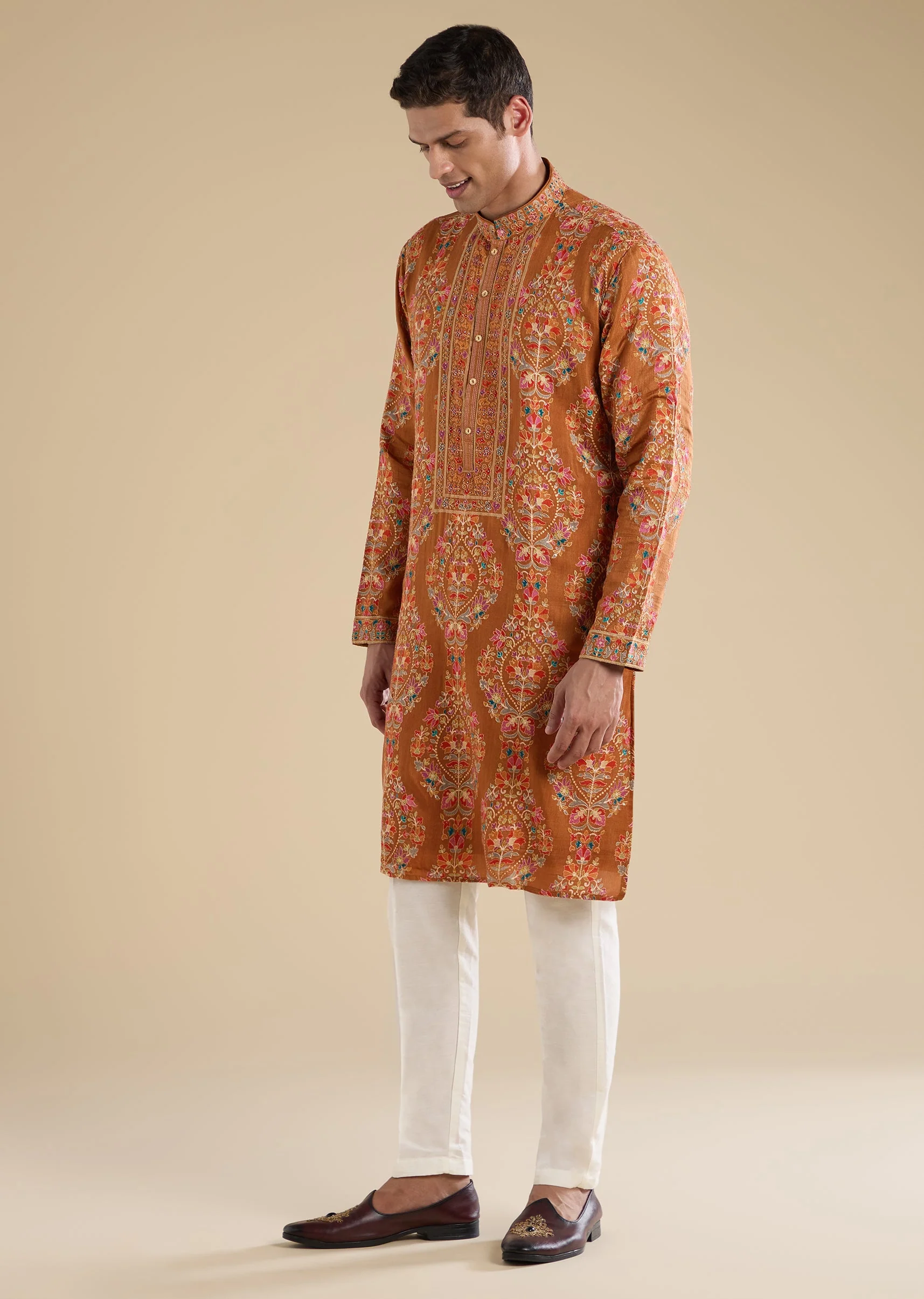 Rust Embellished Kurta Set - Image 3
