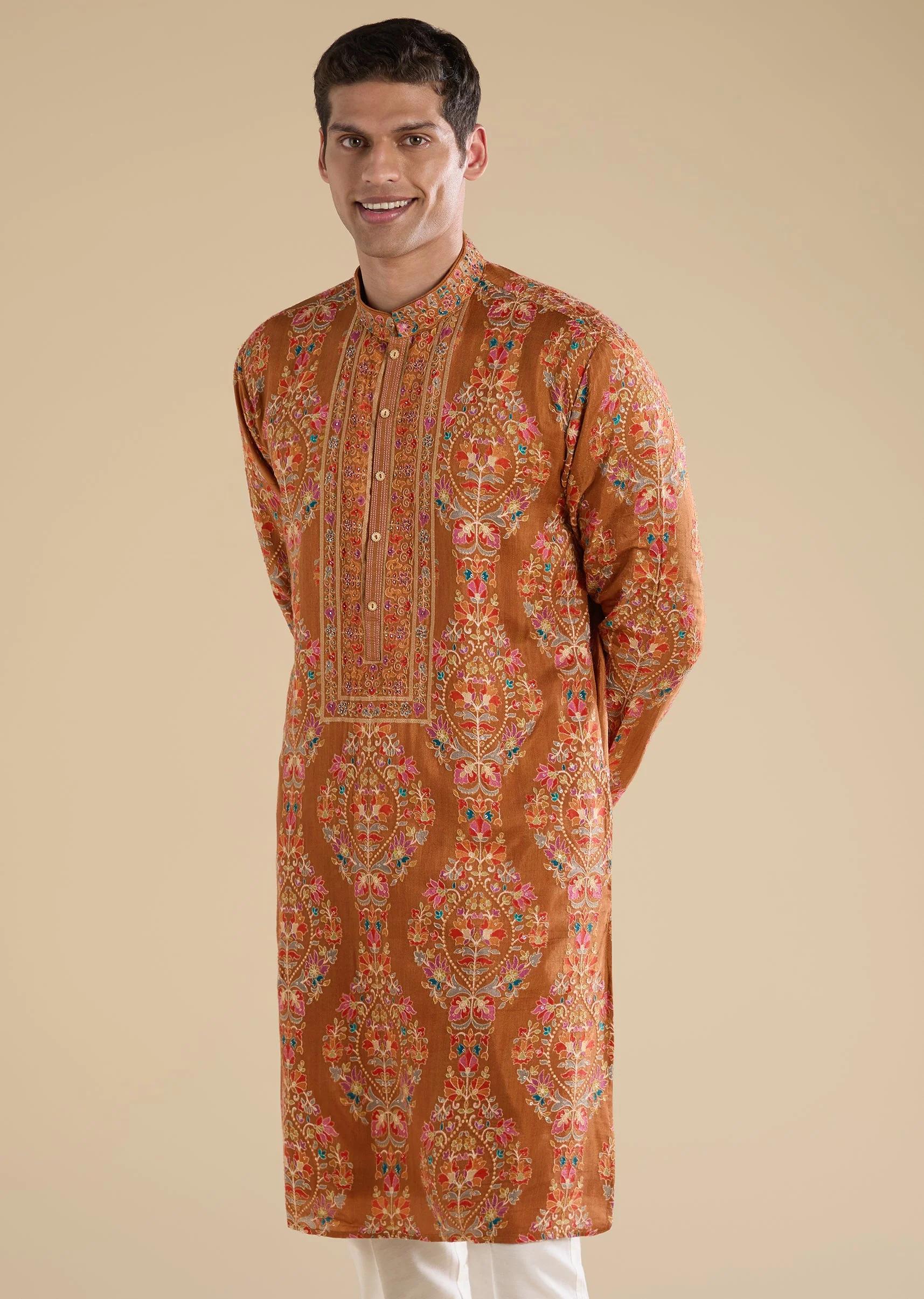 Rust Embellished Kurta Set - Image 4