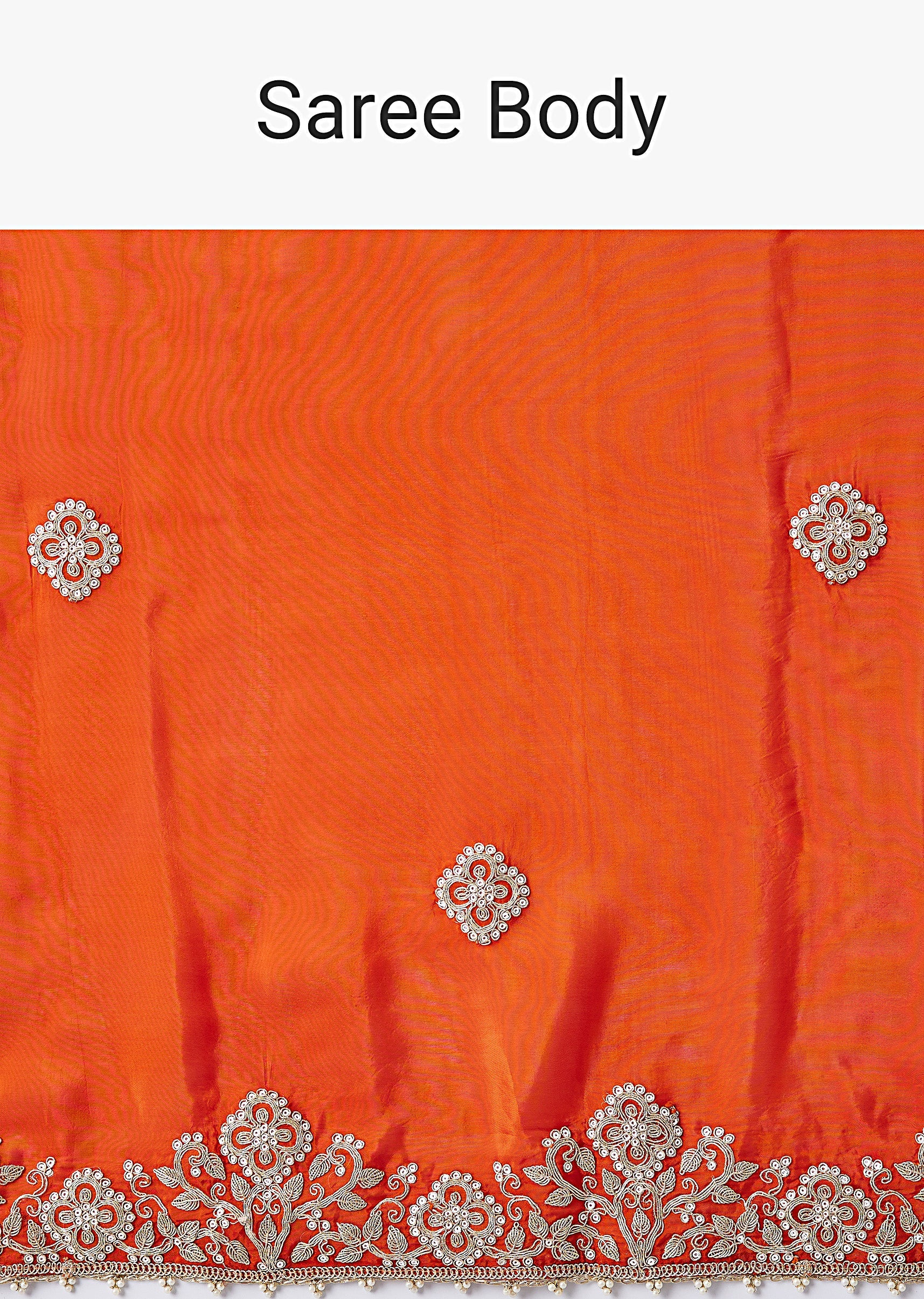 Rust Embroidered Motif Saree With Unstitched Blouse - Image 9