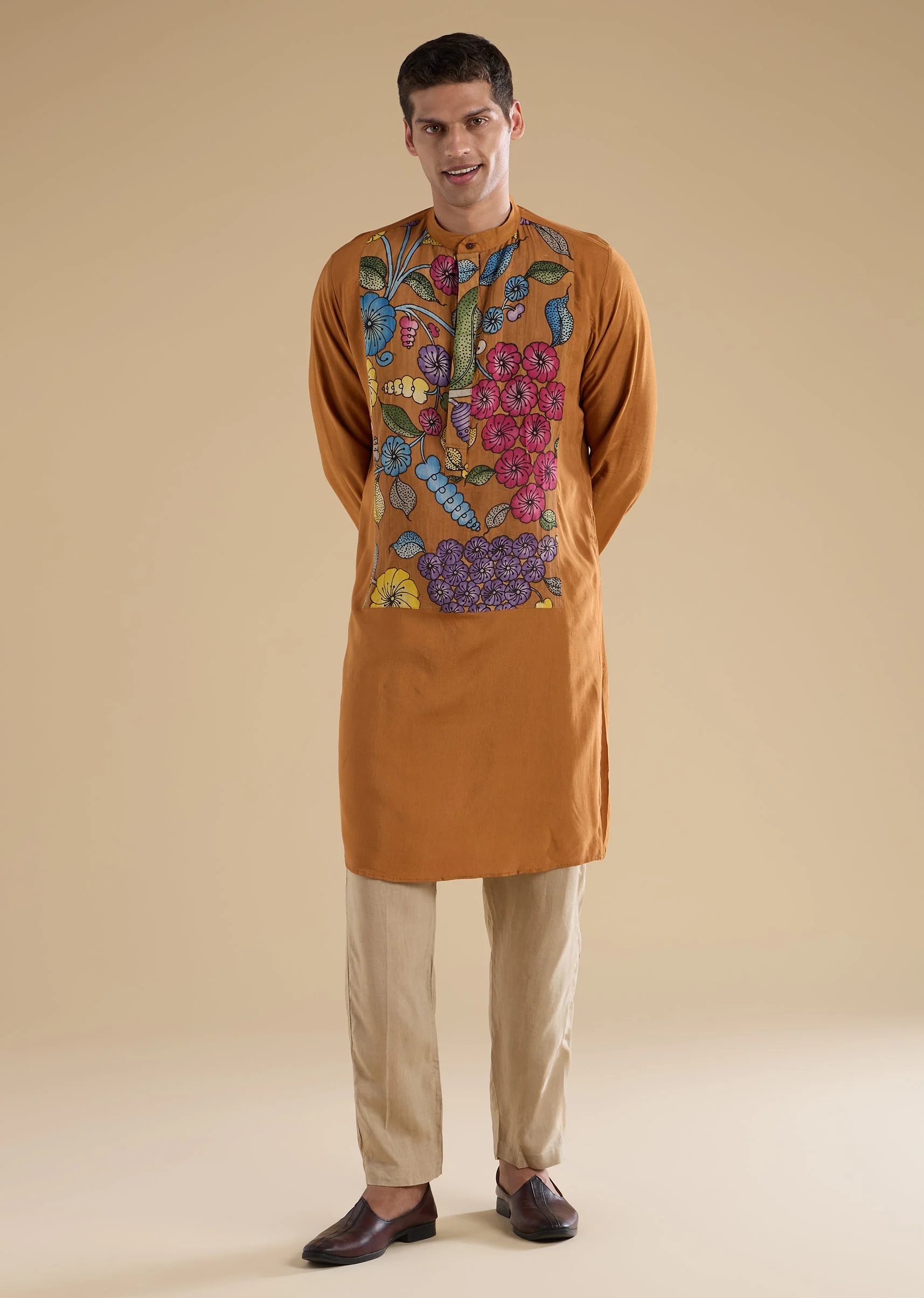 Rust Kalamkari Printed Kurta Set