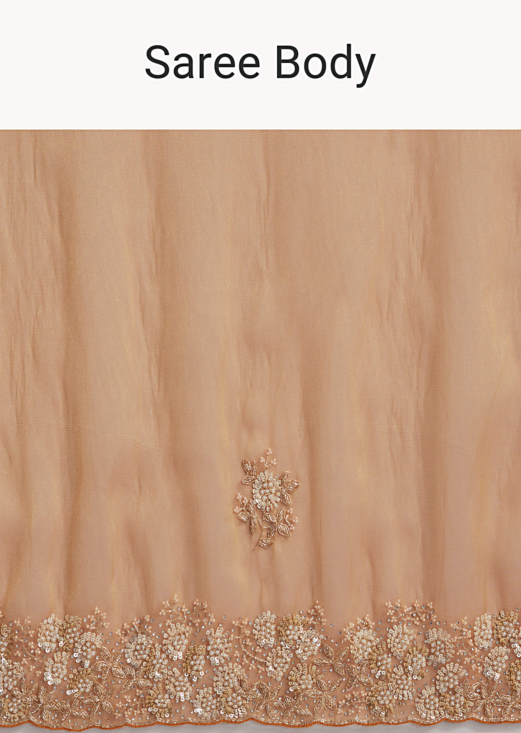 Rust Orange Georgette Embroidered Saree With Heavy Hand Embroidery - Image 9