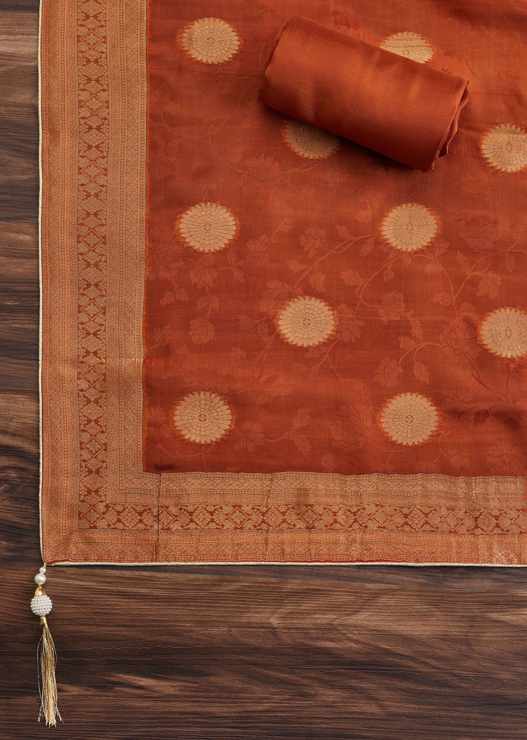 Rust Orange Jacquard Suit - Image 3
