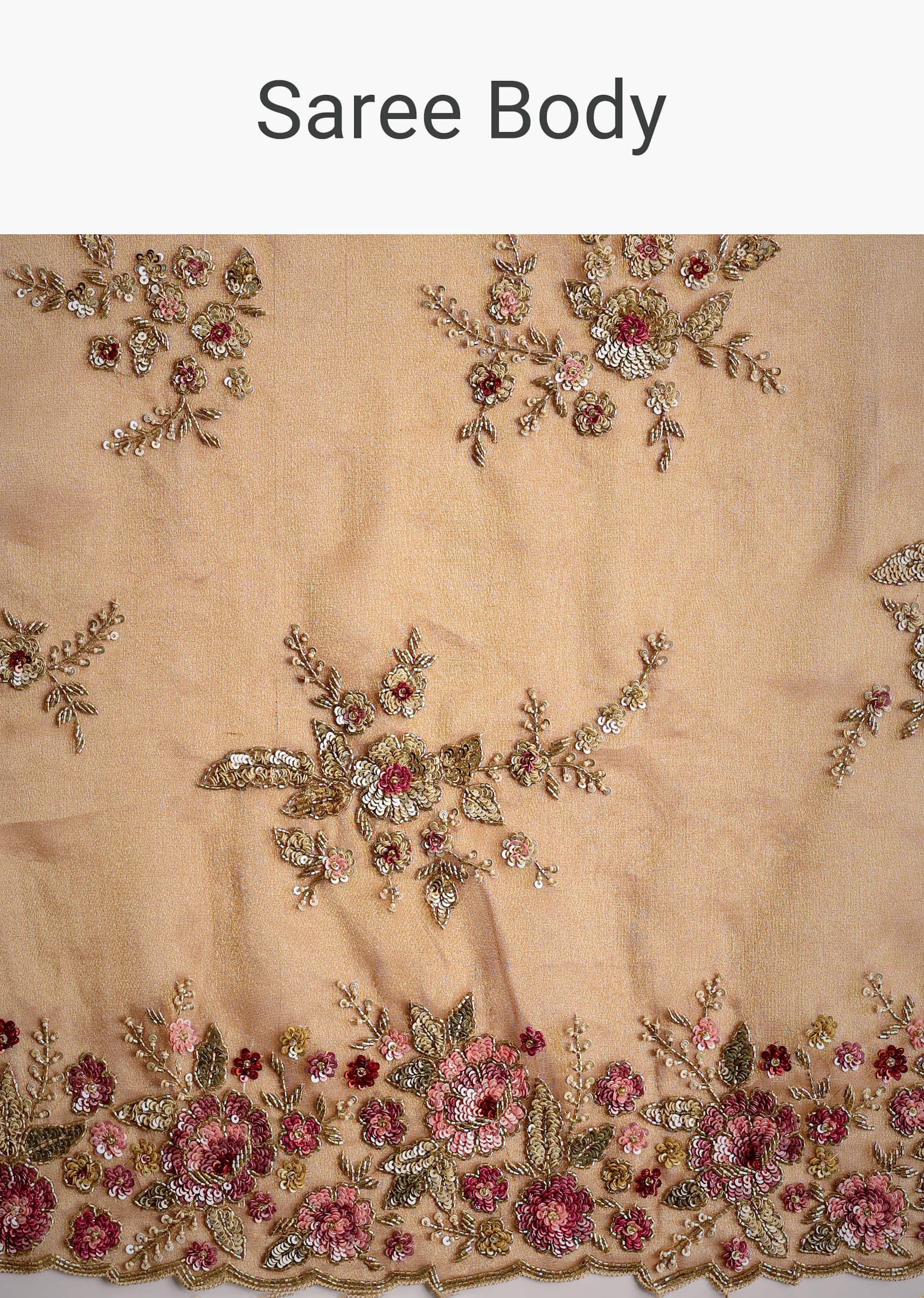 Rust Orange Tissue Cutdana Embroidered Saree - Image 9