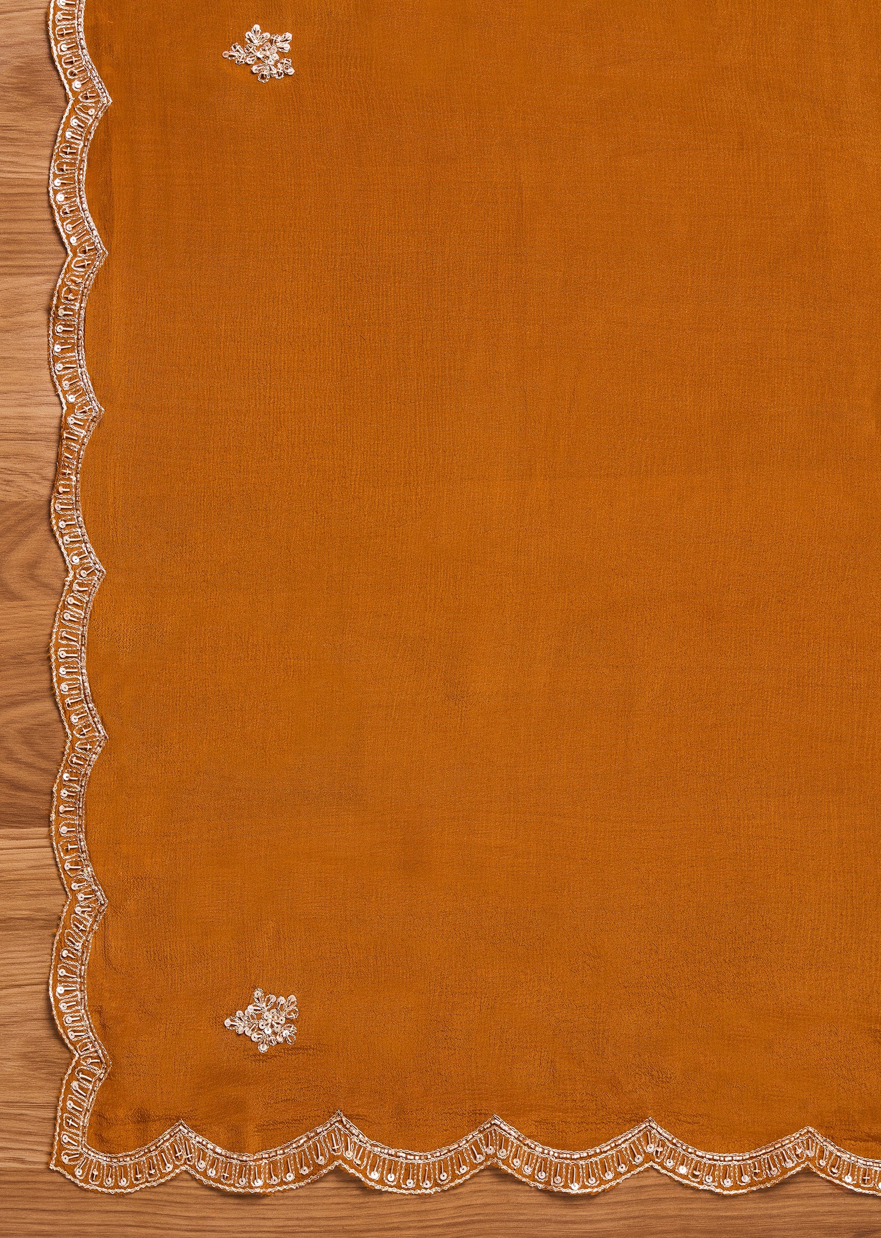 Rust Satin Unstitched Suit With Dupatta - Image 4