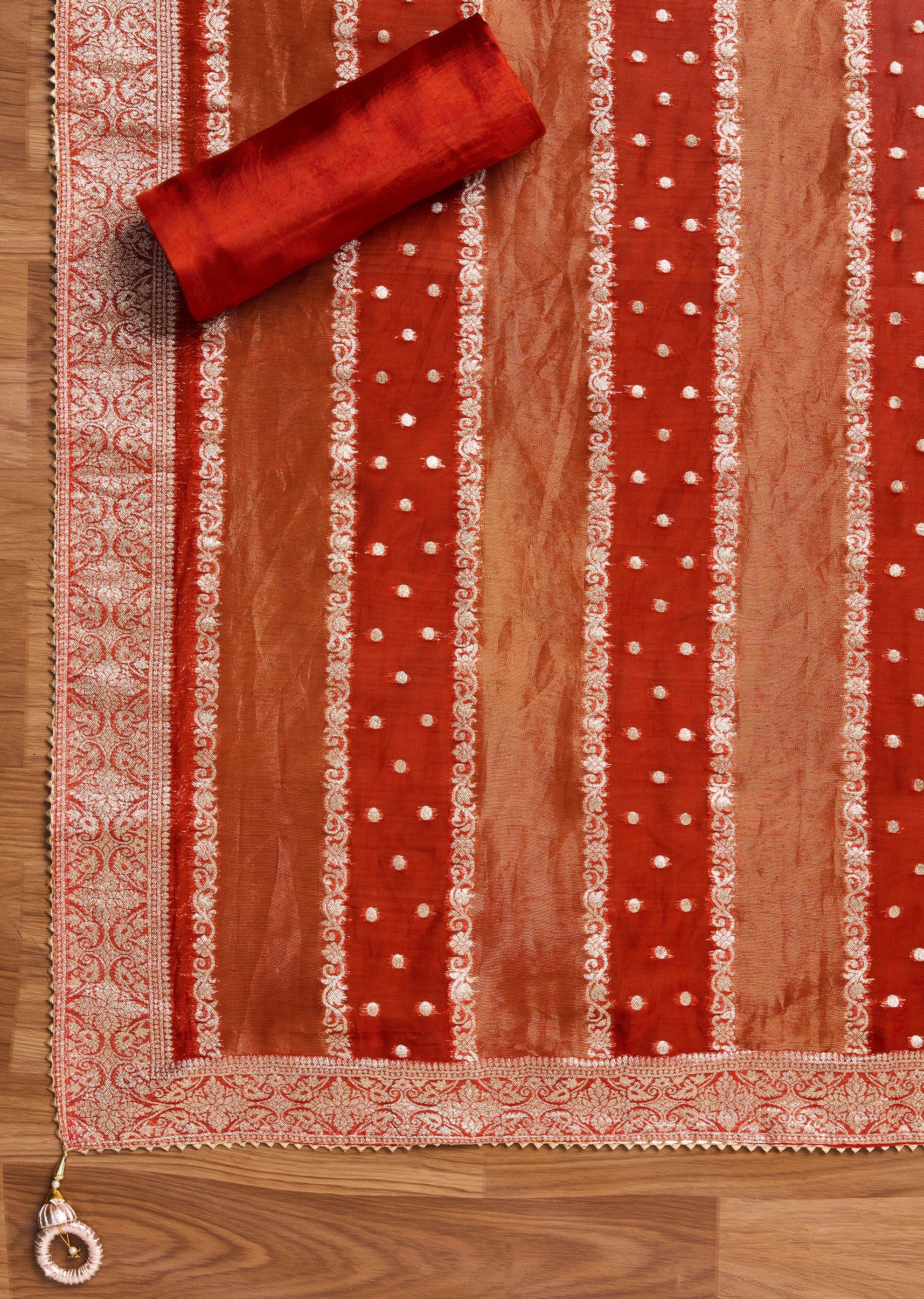 Rust Tissue Embroidered Unstitched Suit Set - Image 5