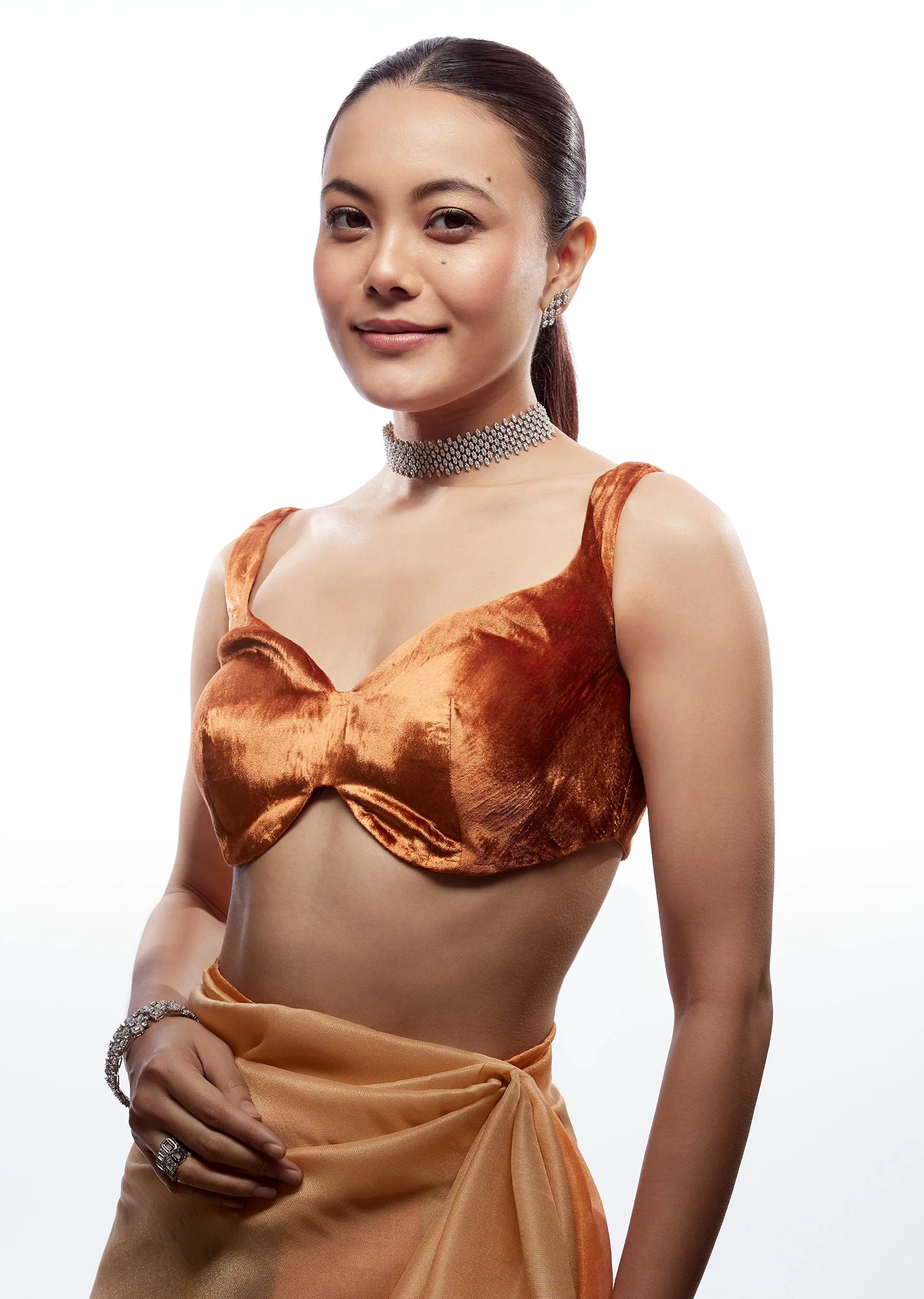 Rust Velvet Sweetheart Blouse - Image 4