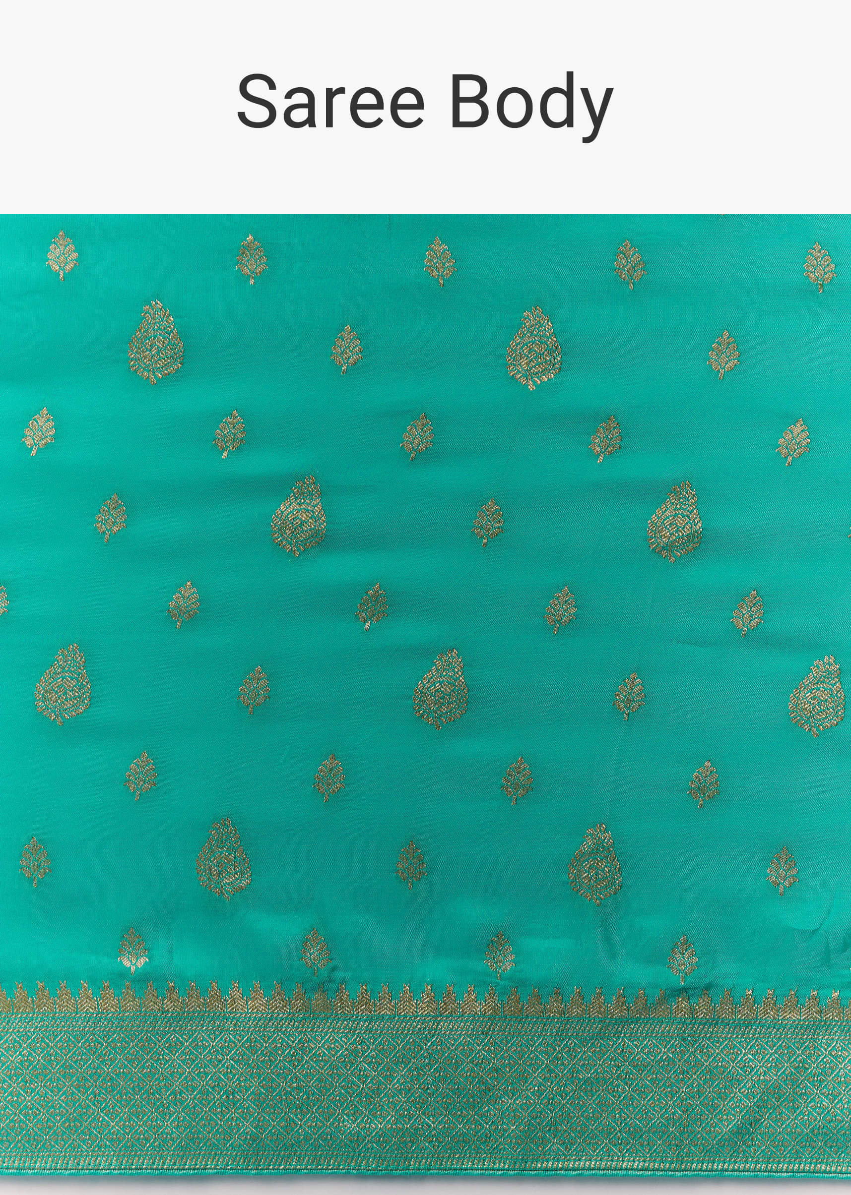 Sea Blue Dola Silk Saree with Woven Border and Unstitched Blouse - Image 9
