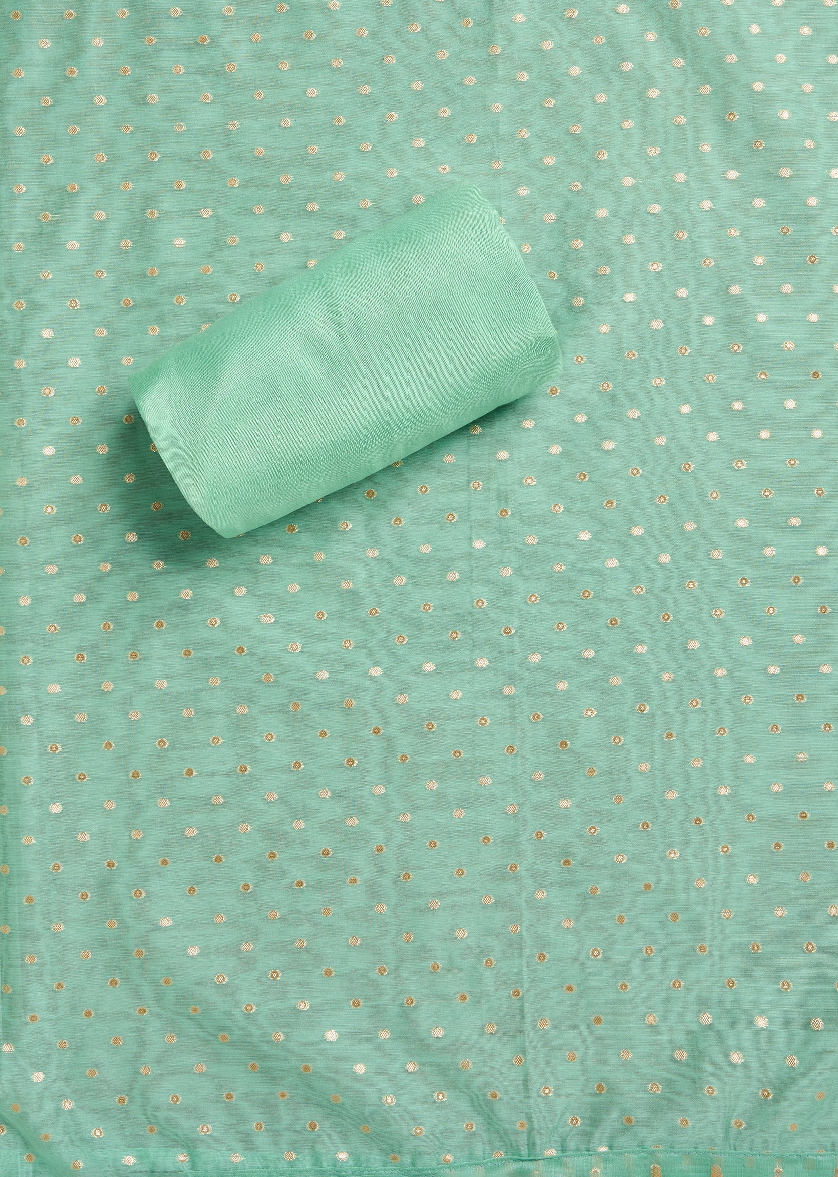 Sea Green Chanderi Unstitched Suit With Dupatta - Image 4