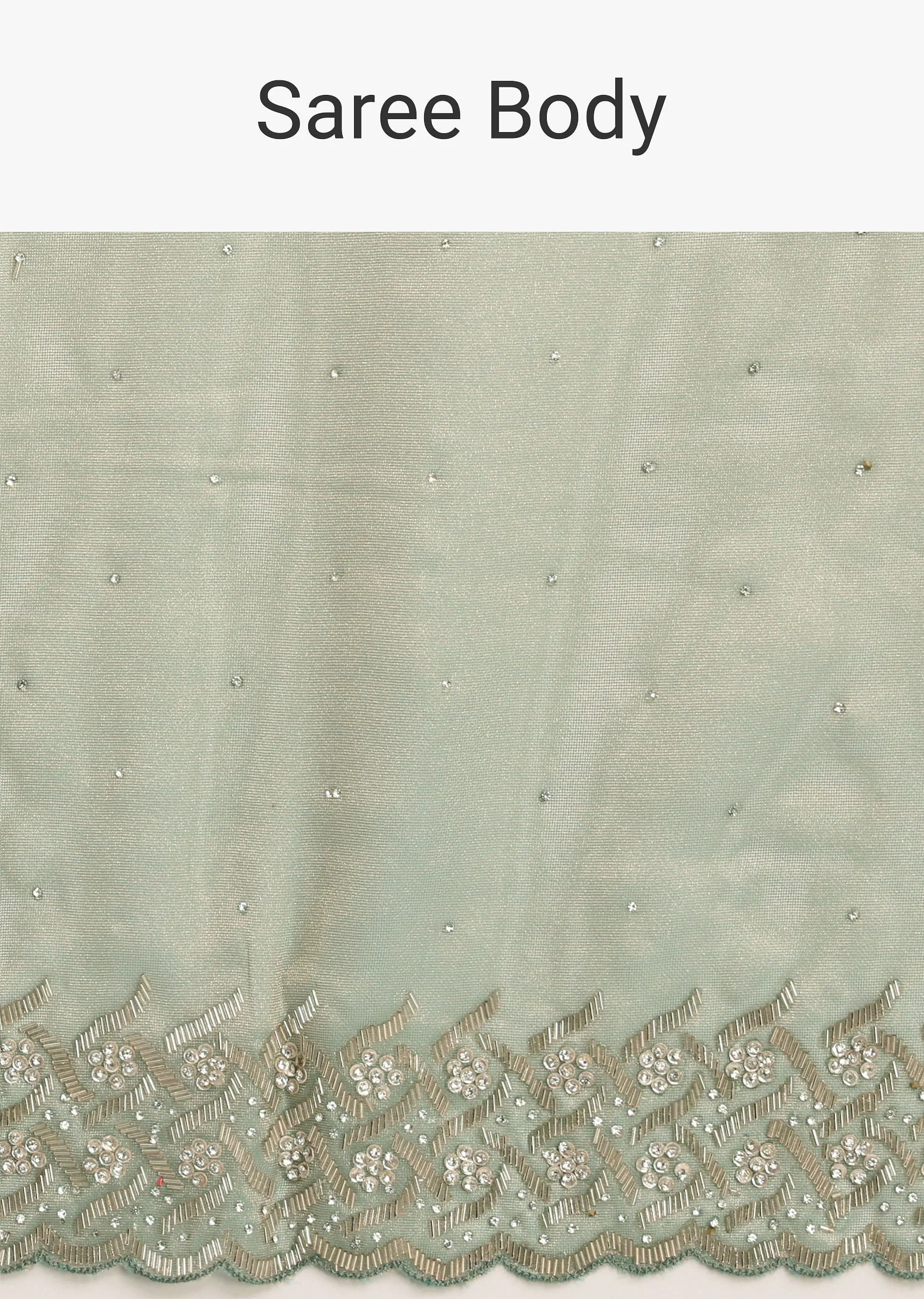Sea Green Tissue Saree With Cutdana And Stone Embroidery - Image 9