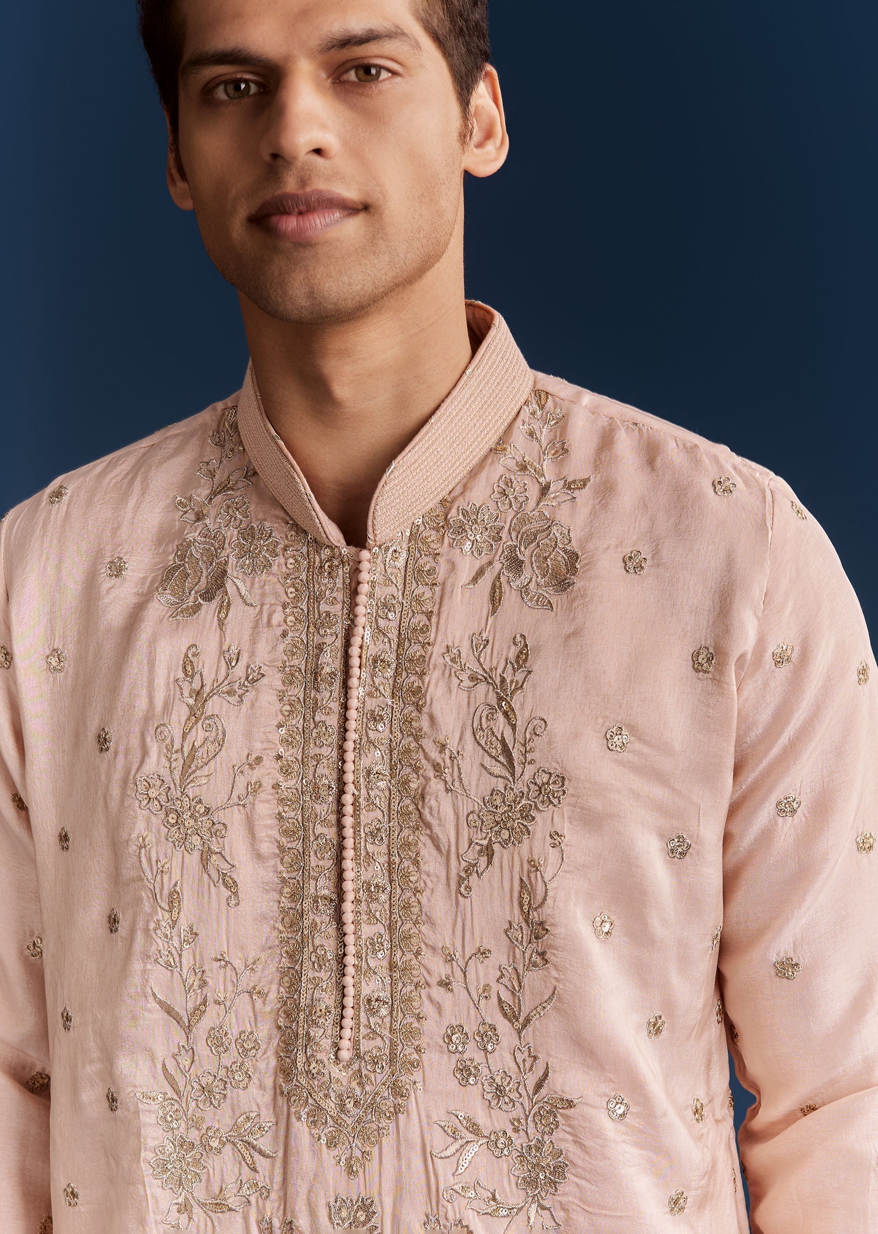 Silk Kurta Set With Resham Thread And Sequins - Image 2