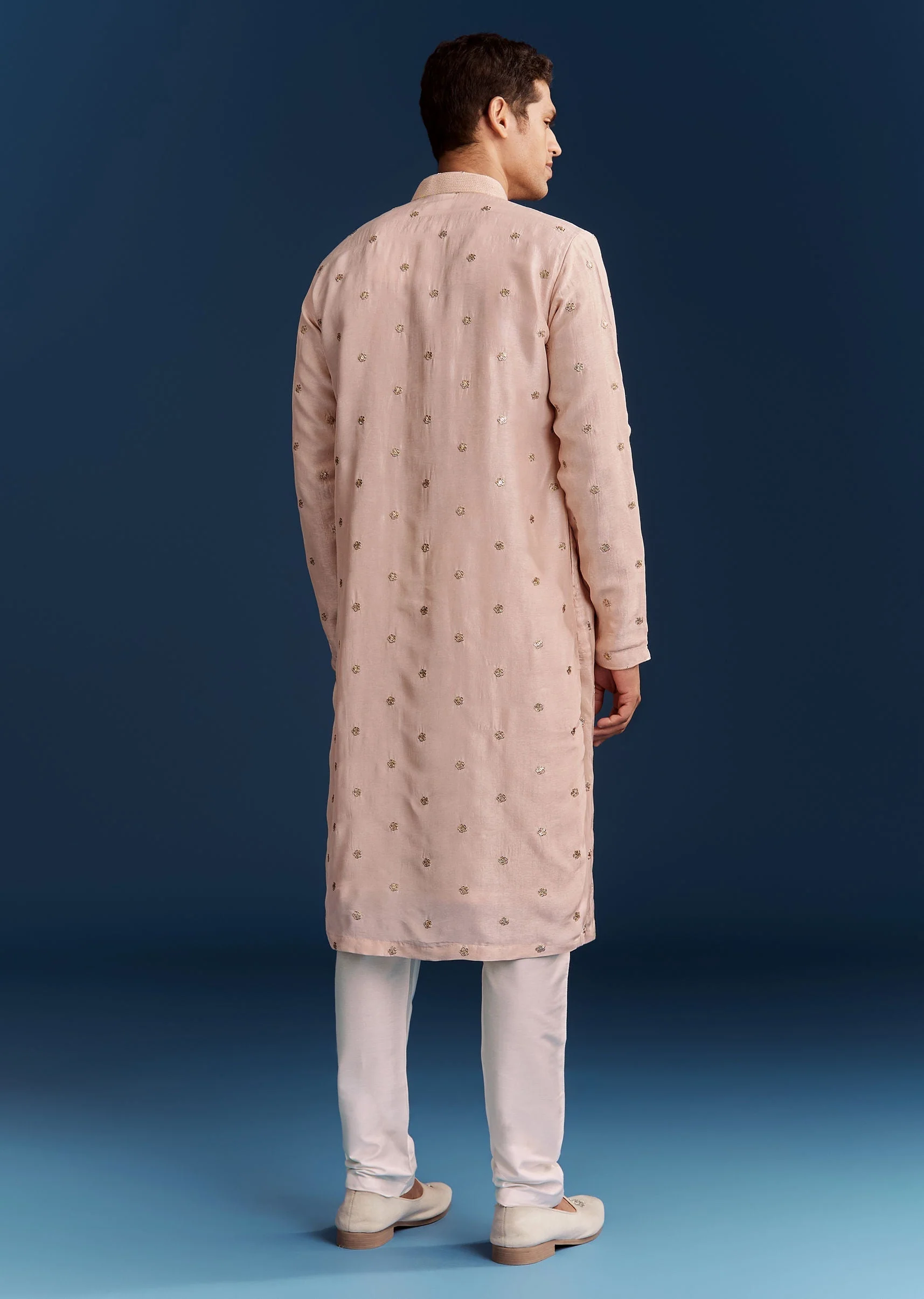 Silk Kurta Set With Resham Thread And Sequins - Image 5